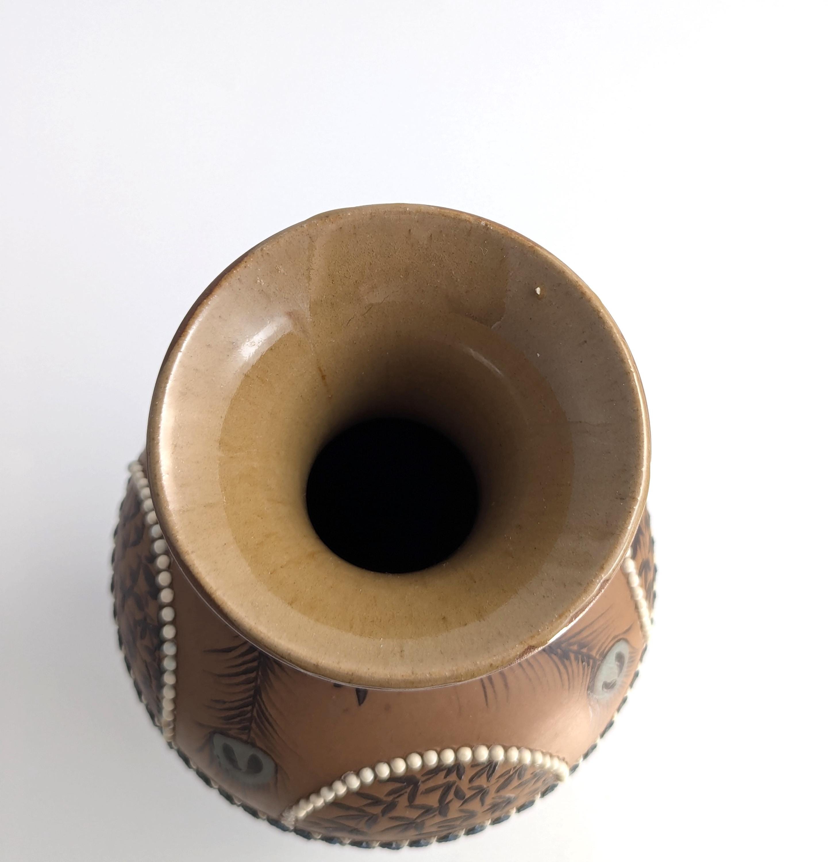 Antique Doulton Lambeth Florence Barlow vase, c. 1882