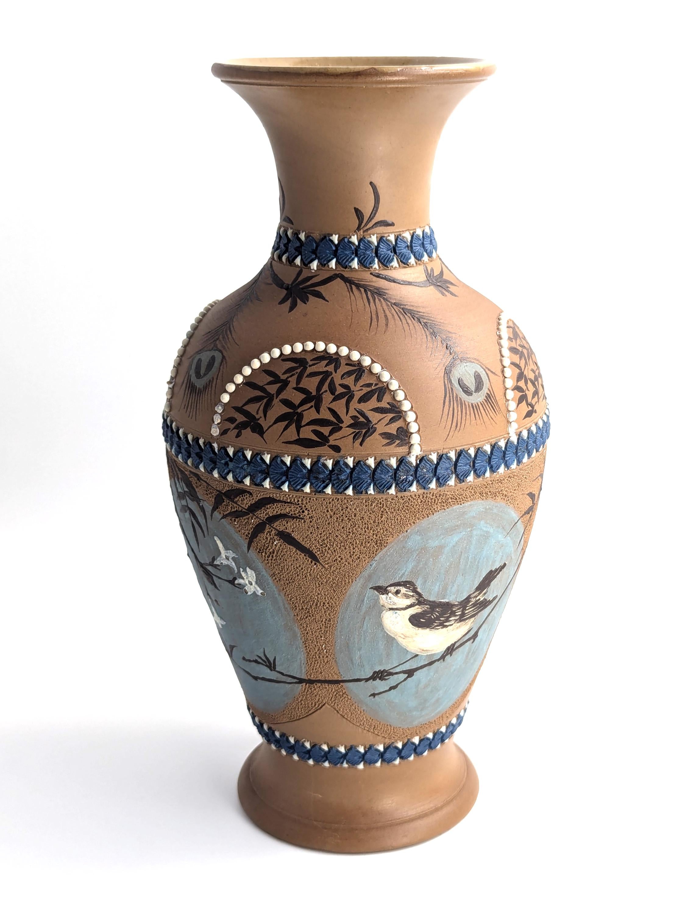 Antique Doulton Lambeth Florence Barlow vase, c. 1882