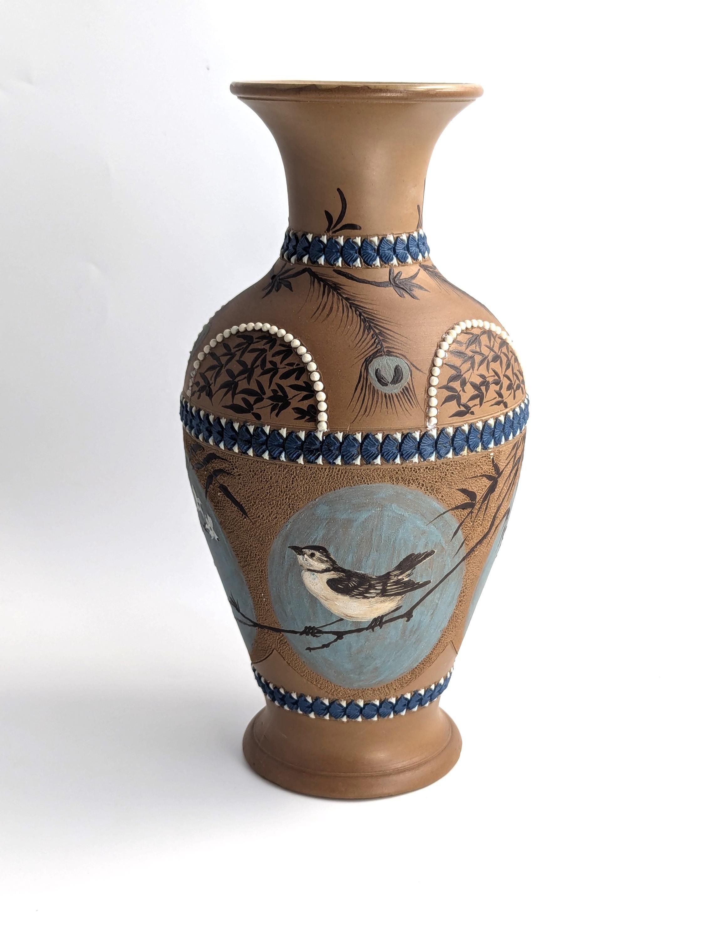 Antique Doulton Lambeth Florence Barlow vase, c. 1882