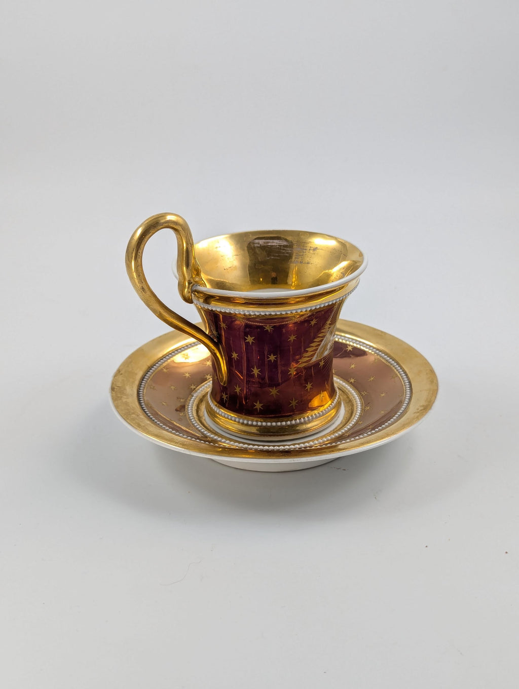 Antique KPM Berlin, Germany, Porcelain Hand-Painted Cup & Saucer, c. 1800