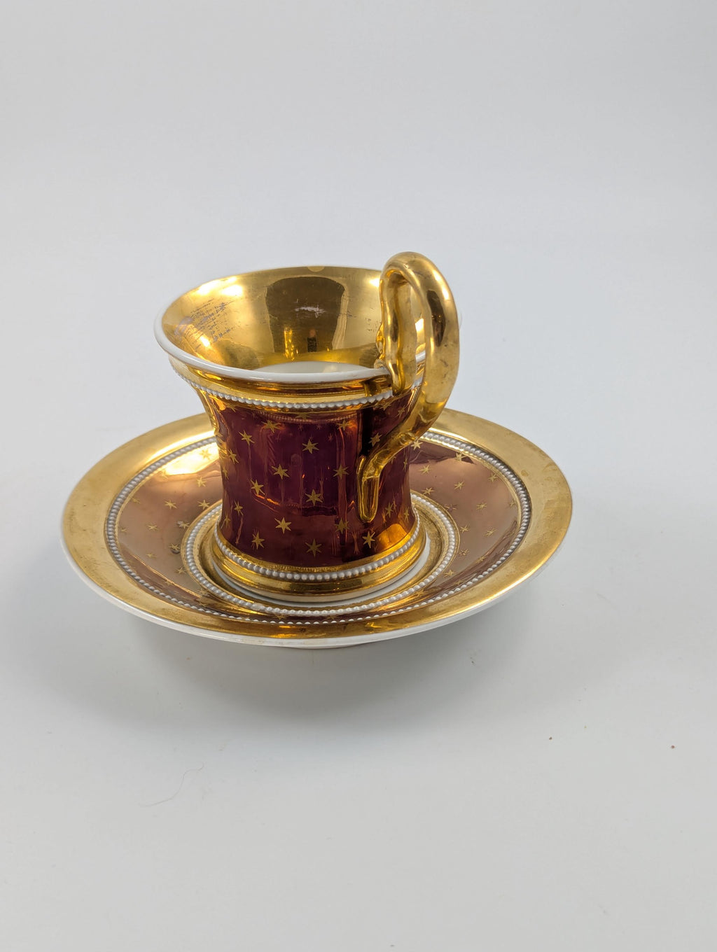 Antique KPM Berlin, Germany, Porcelain Hand-Painted Cup & Saucer, c. 1800