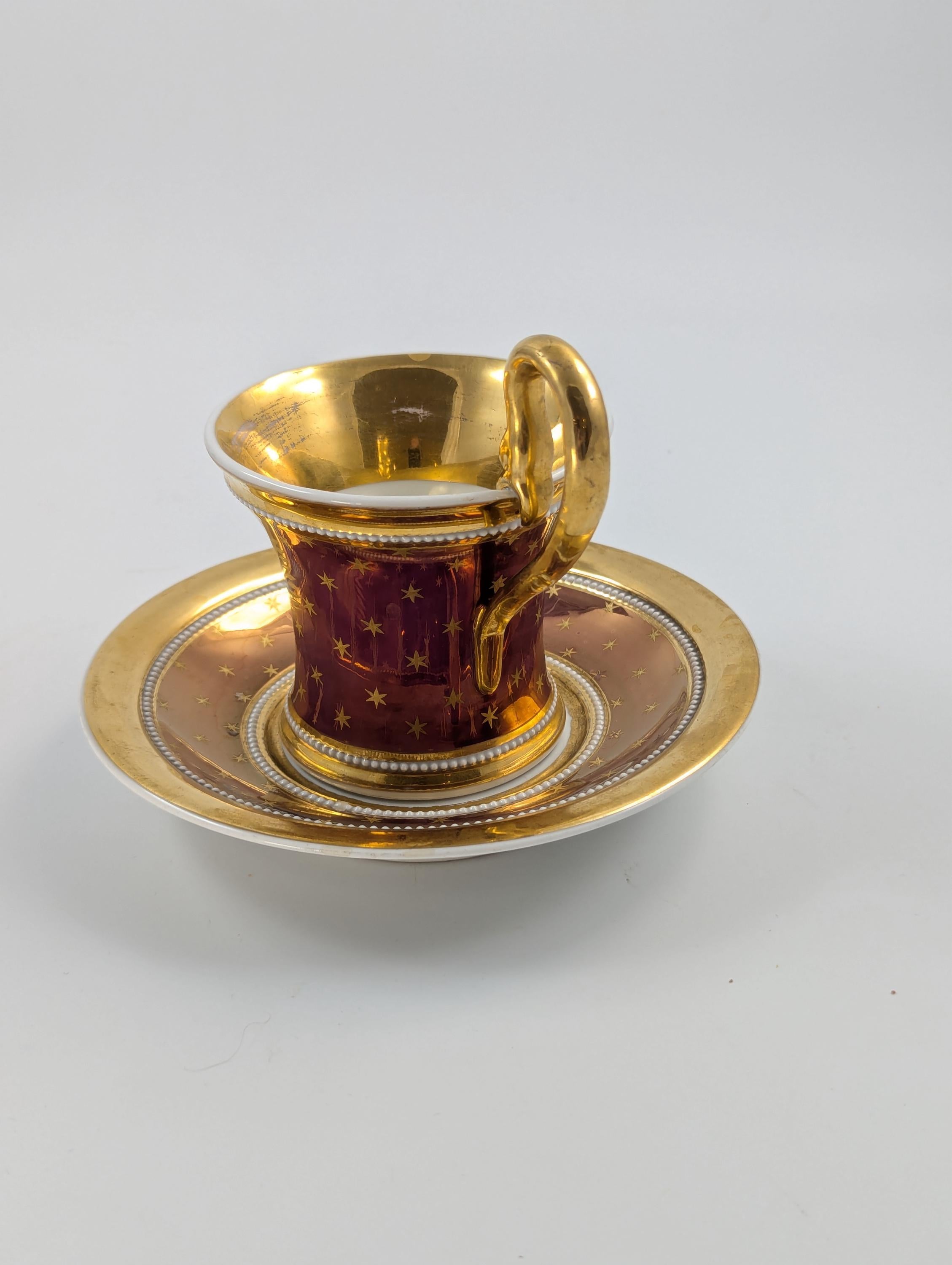 Antique KPM Berlin, Germany, Porcelain Hand-Painted Cup & Saucer, c. 1800