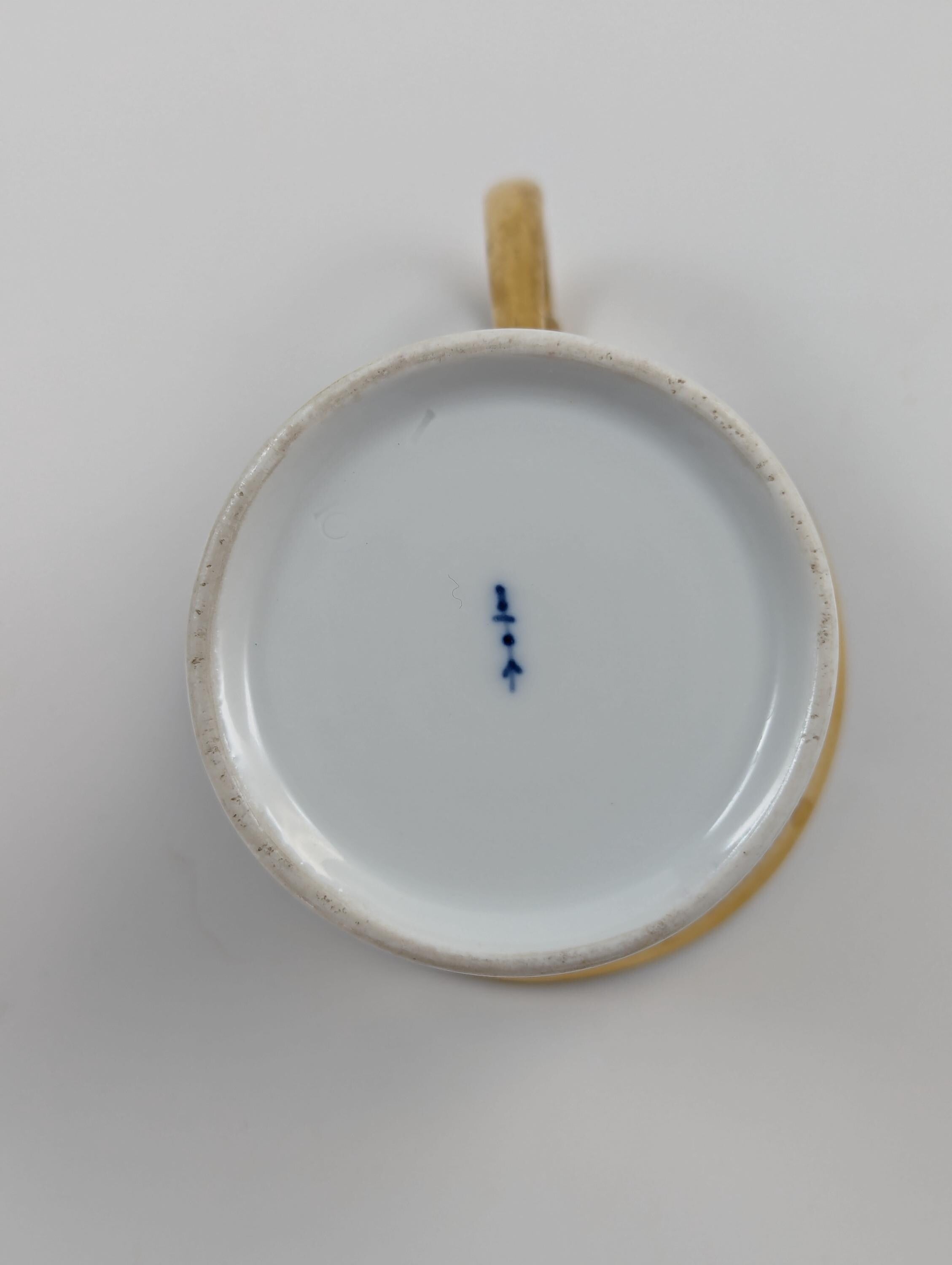 Antique KPM Berlin, Germany, Porcelain Hand-Painted Cup & Saucer, c. 1800
