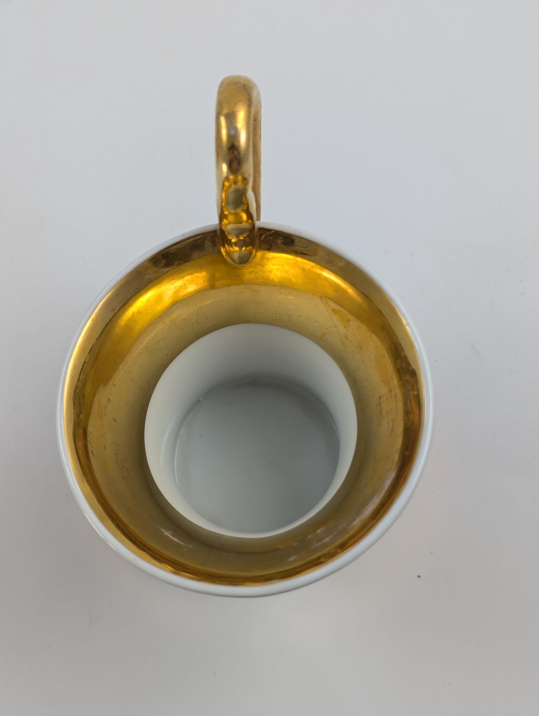 Antique KPM Berlin, Germany, Porcelain Hand-Painted Cup & Saucer, c. 1800