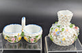 Porcelain Encrusted Vase and Salt Cellar by Bohne Söhne Rudolstadt, c. 1880.