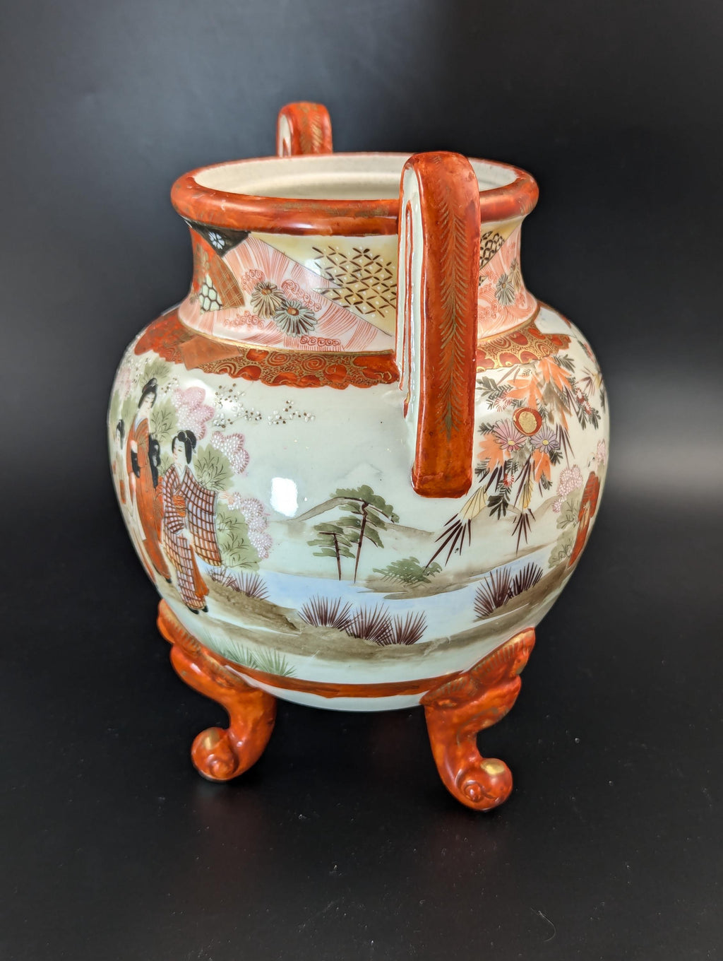 Antique Two Handled Footed Jar by Watano, Kutani, Meiji period (1868 -1912