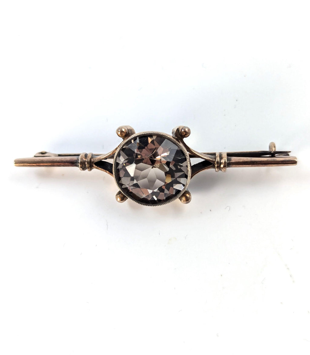 Russian Silver-Gilt Brooch with Smoky Topaz