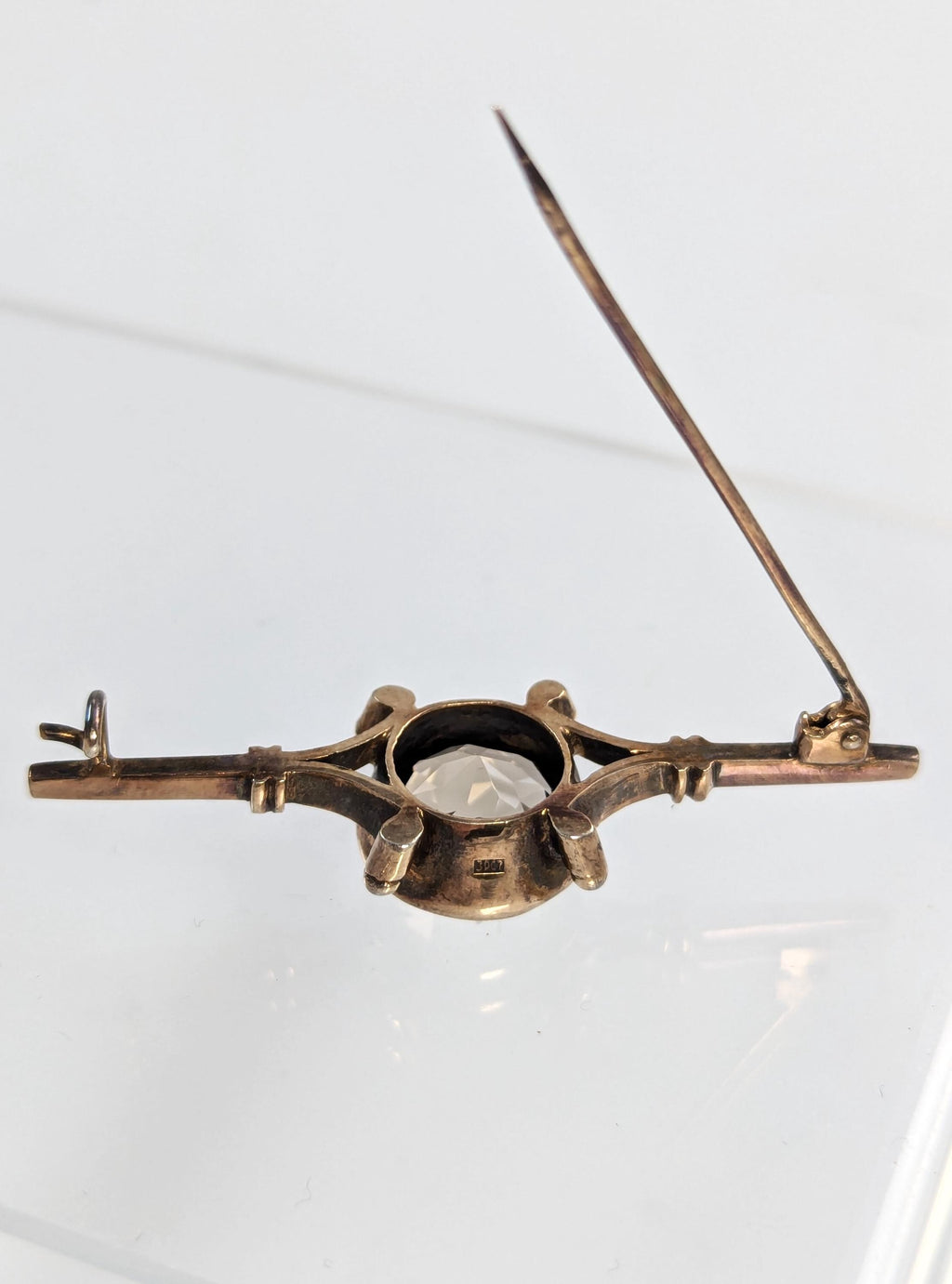 Russian Silver-Gilt Brooch with Smoky Topaz