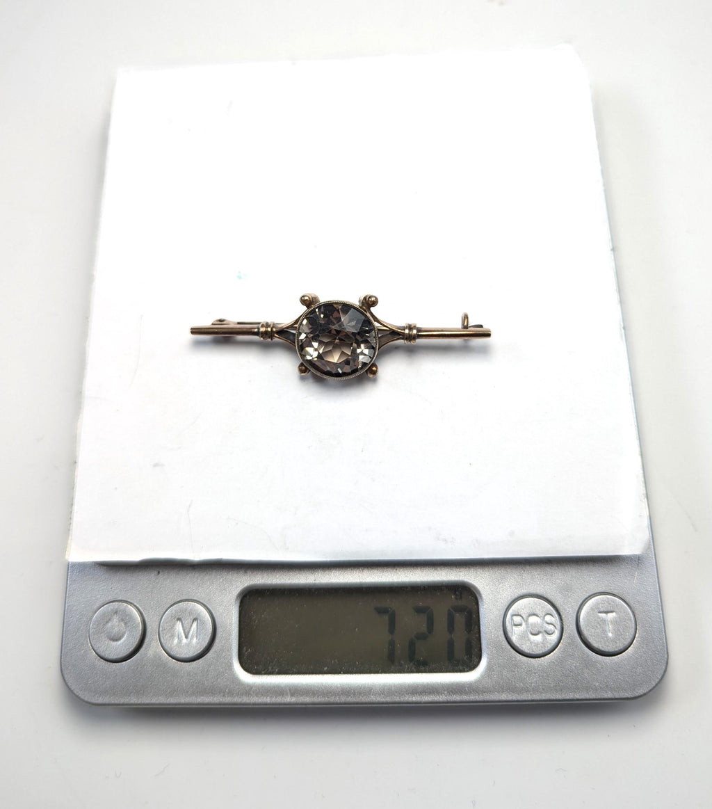 Russian Silver-Gilt Brooch with Smoky Topaz