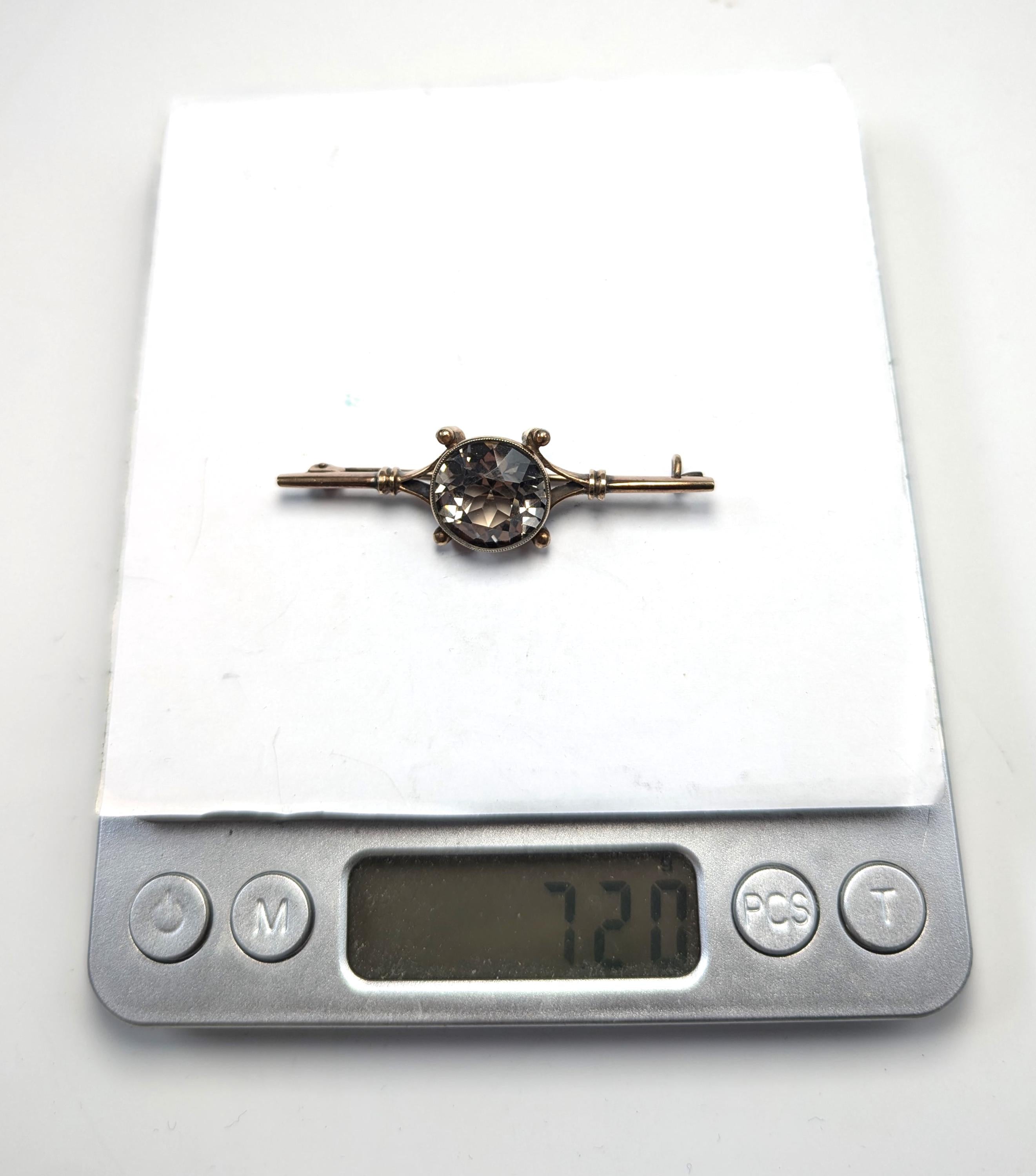 Russian Silver-Gilt Brooch with Smoky Topaz