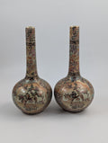 Antique Handpainted Bud Vases, Satsuma, signed by Gyokushū, Meiji period (1868-1912).