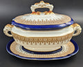 Antique Royal Worcester Vitreous gravy boat, with underplate, c. 1899.