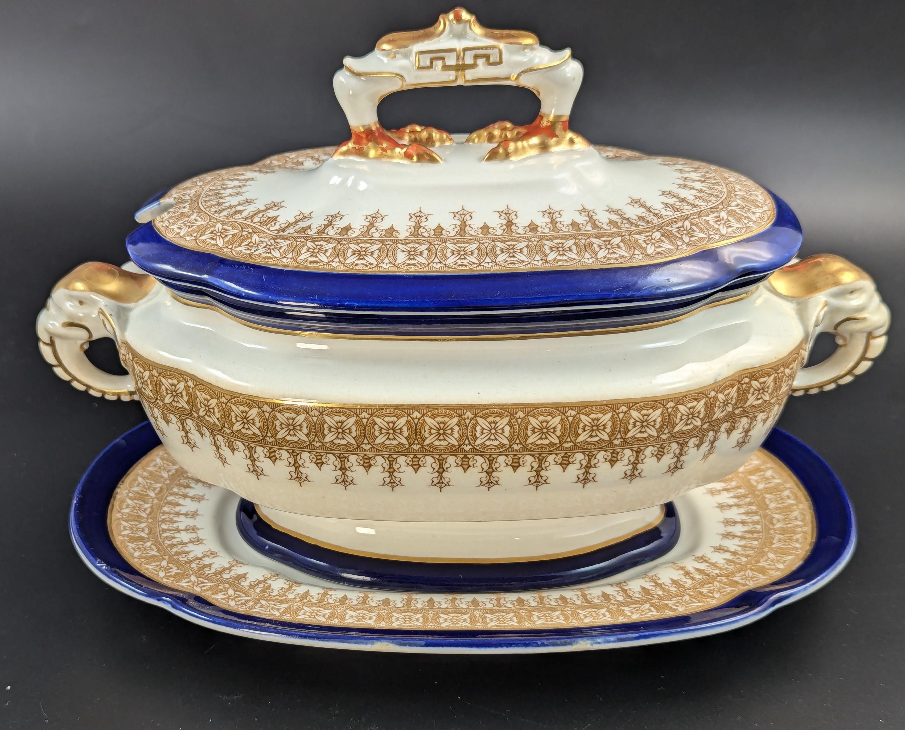 Antique Royal Worcester Vitreous gravy boat, with underplate, c. 1899.