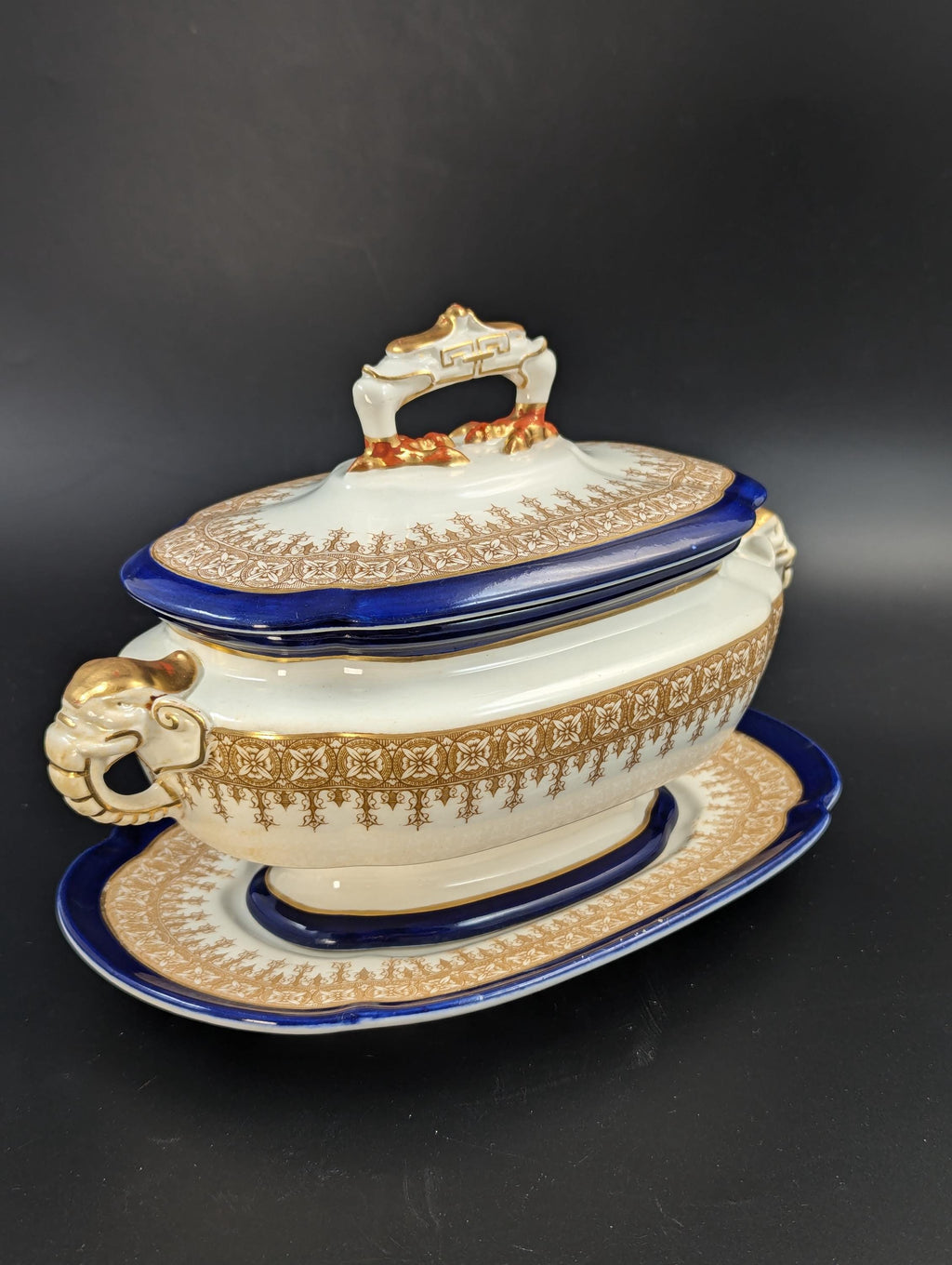 Antique Royal Worcester Vitreous gravy boat, with underplate, c. 1899.