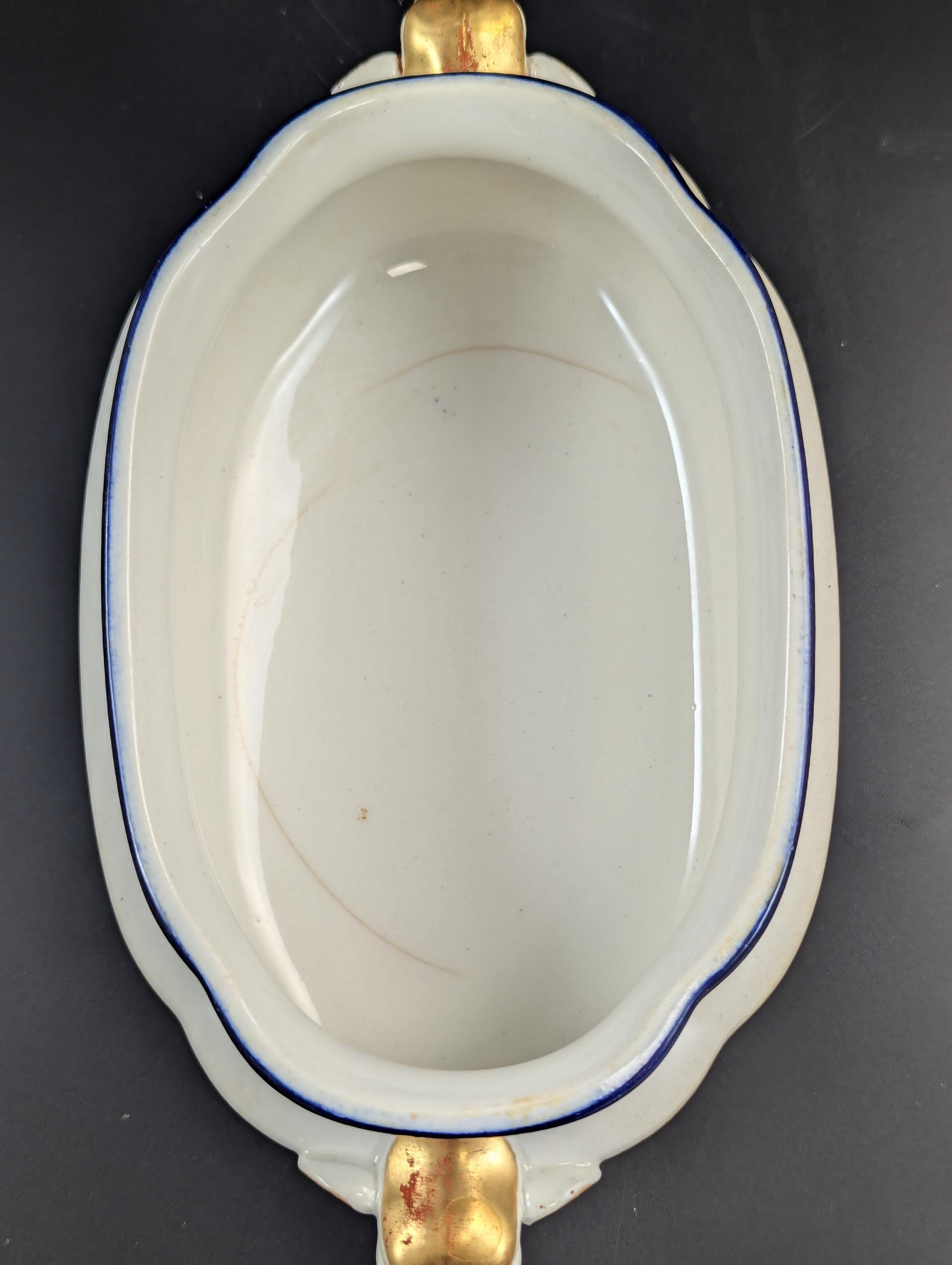 Antique Royal Worcester Vitreous gravy boat, with underplate, c. 1899.