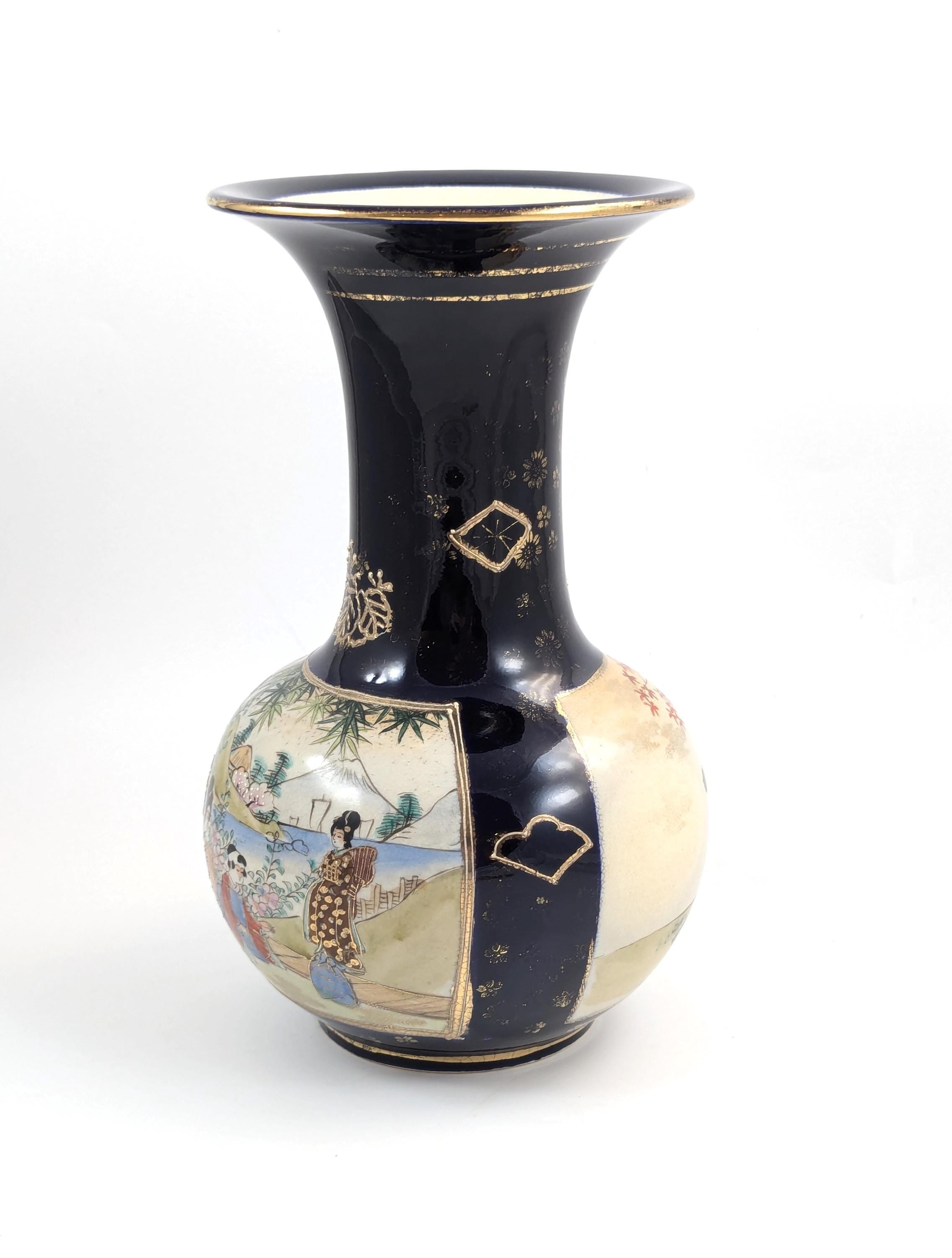 Antique Hand Painted Vase by Satsuma, Japan, Meiji period