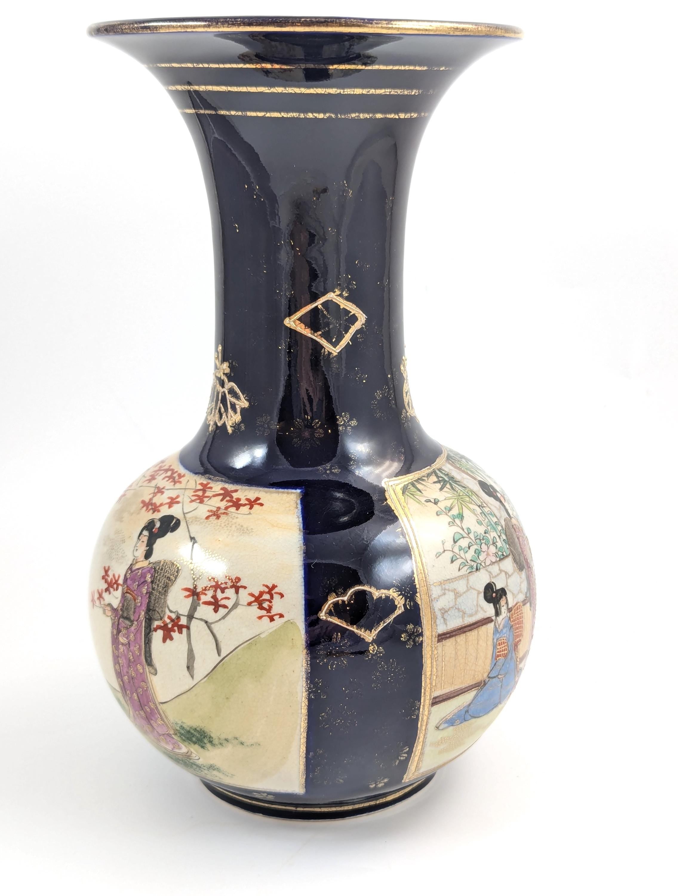 Antique Hand Painted Vase by Satsuma, Japan, Meiji period