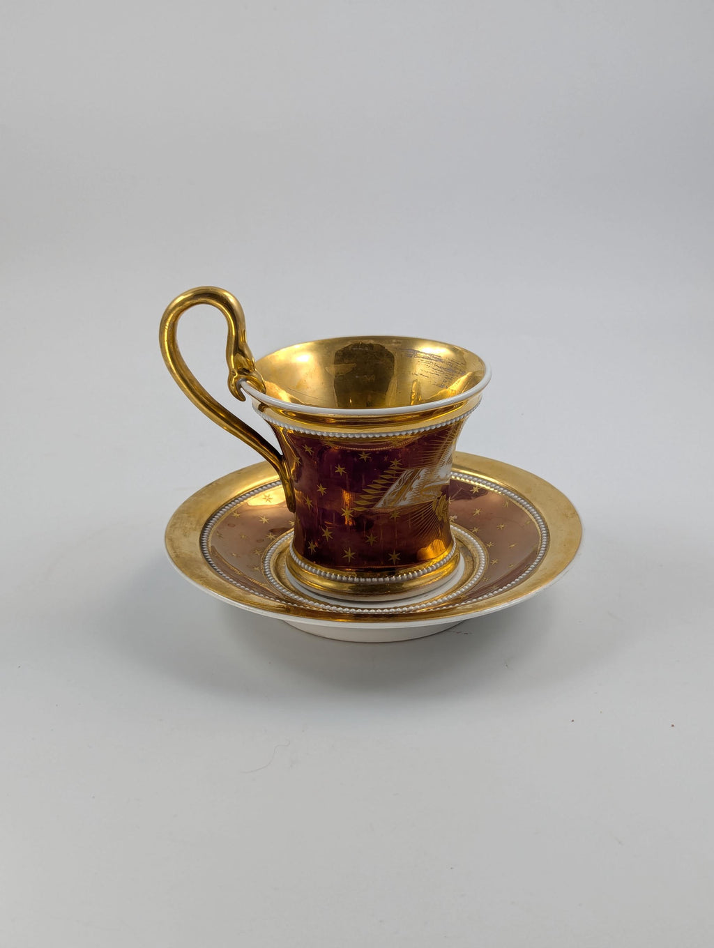 Antique KPM Berlin, Germany, Porcelain Hand-Painted Cup & Saucer, c. 1800