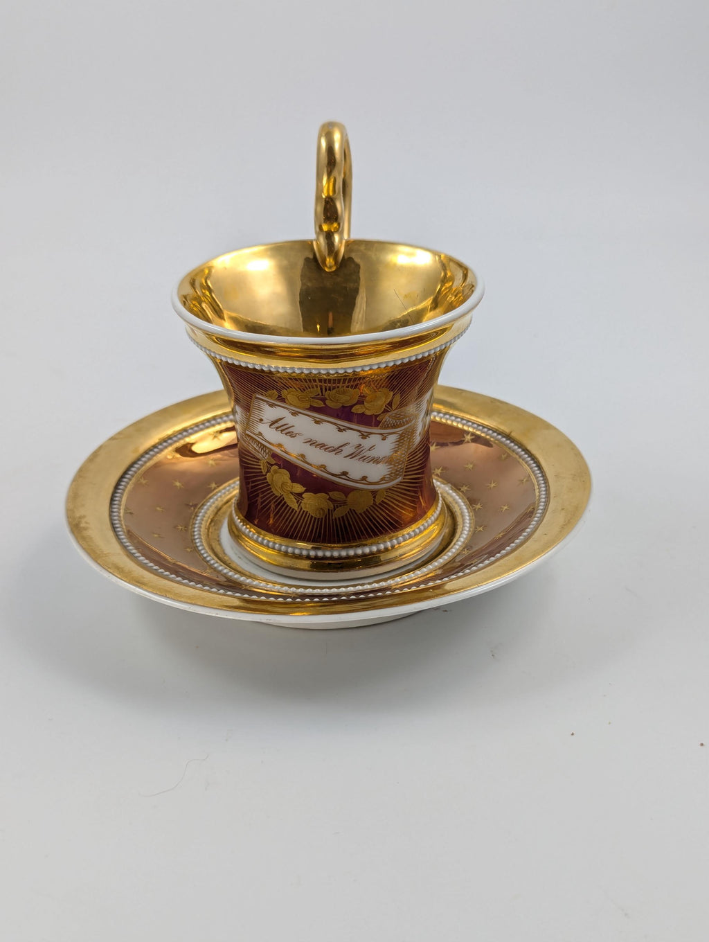 Antique KPM Berlin, Germany, Porcelain Hand-Painted Cup & Saucer, c. 1800