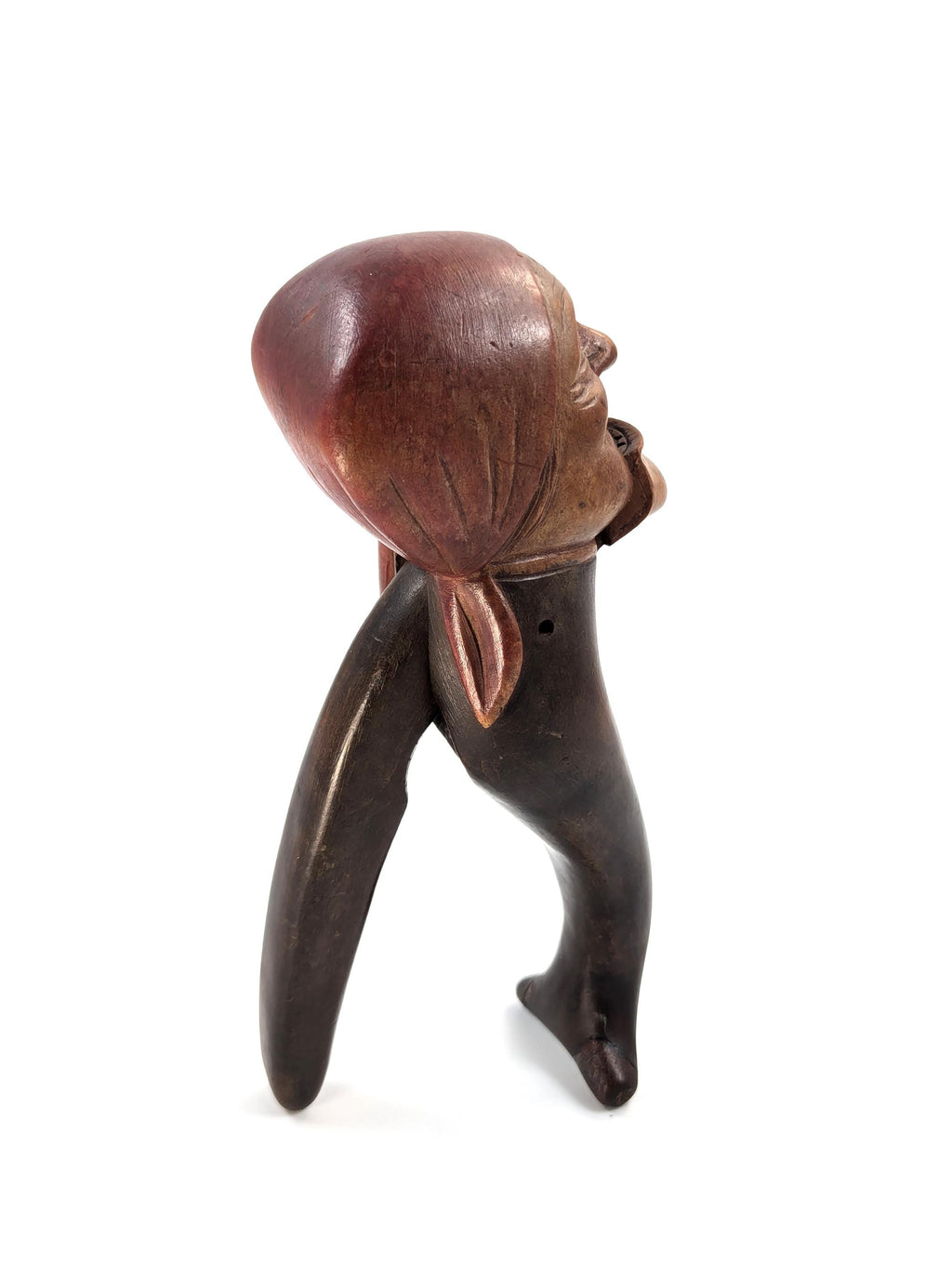 Antique Black Forest Carved Wood Nutcracker: Grotesque Woman Folk Art