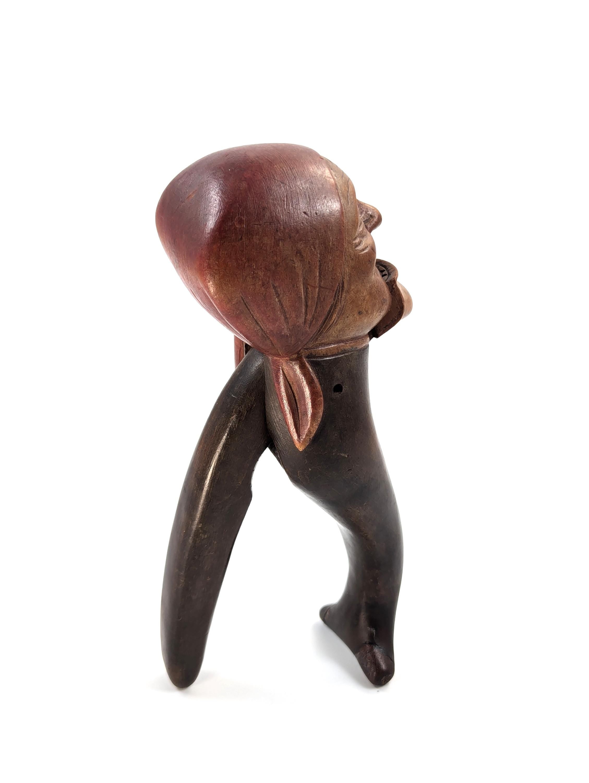Antique Black Forest Carved Wood Nutcracker: Grotesque Woman Folk Art