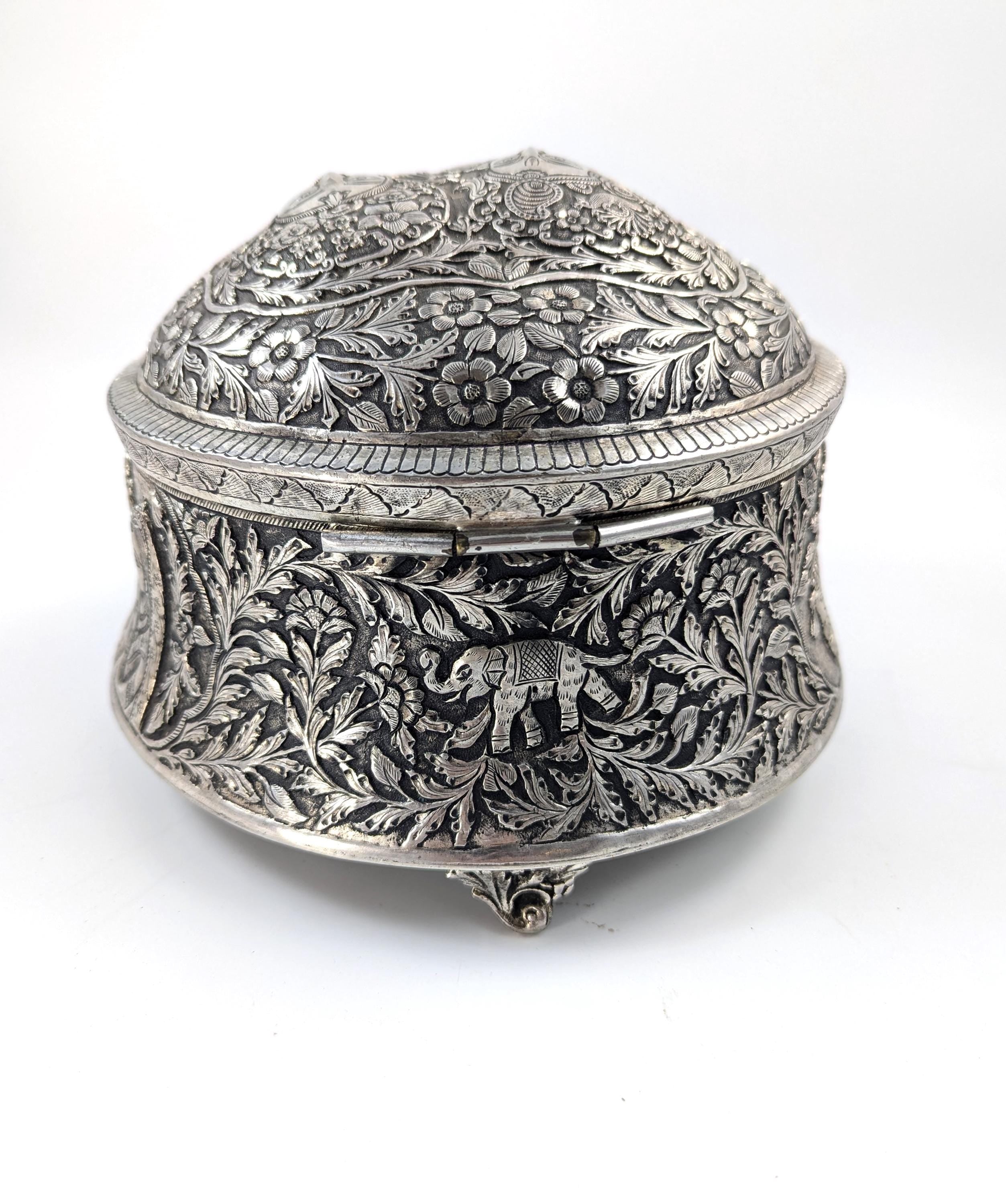 Antique Indian Handmade Silver Plated Pandan Box, c. 19th century.