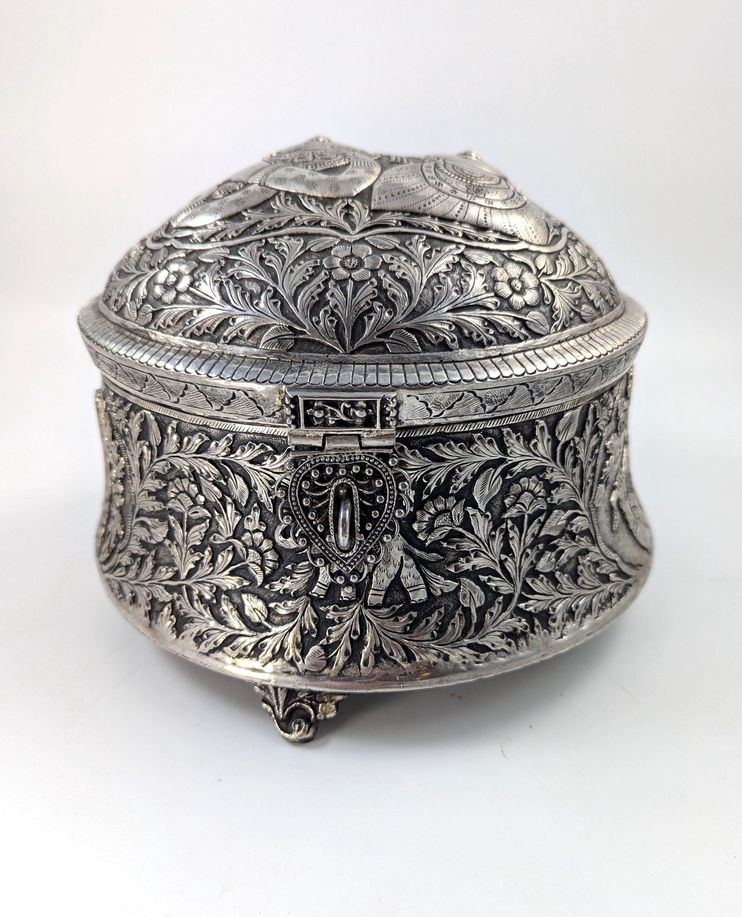 Antique Indian Handmade Silver Plated Pandan Box, c. 19th century.