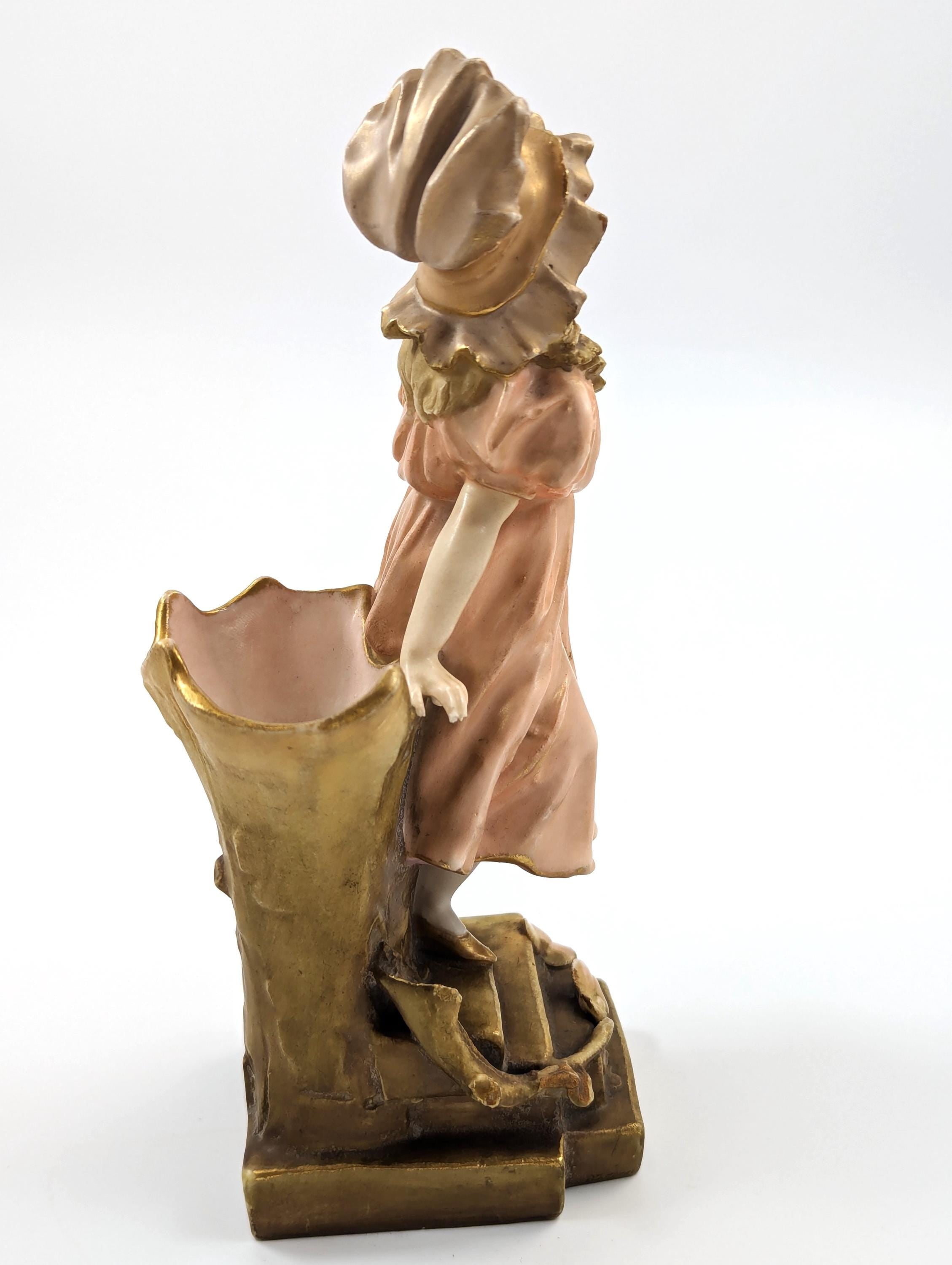 Antique Porcelain Figurine/Vase Planter by Ernst Wahliss, Teplitz-Turn, Austria, c. 1897