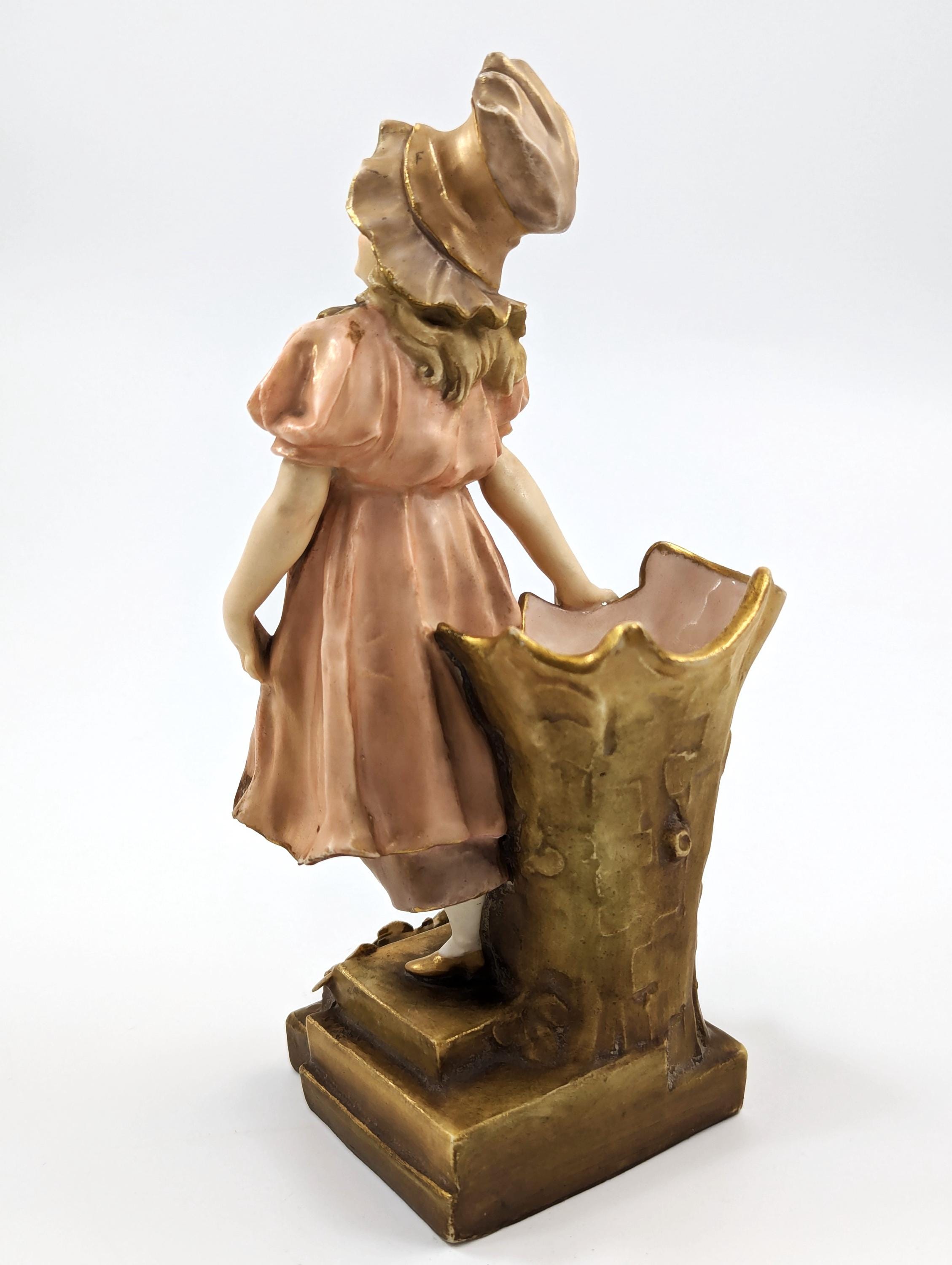 Antique Porcelain Figurine/Vase Planter by Ernst Wahliss, Teplitz-Turn, Austria, c. 1897