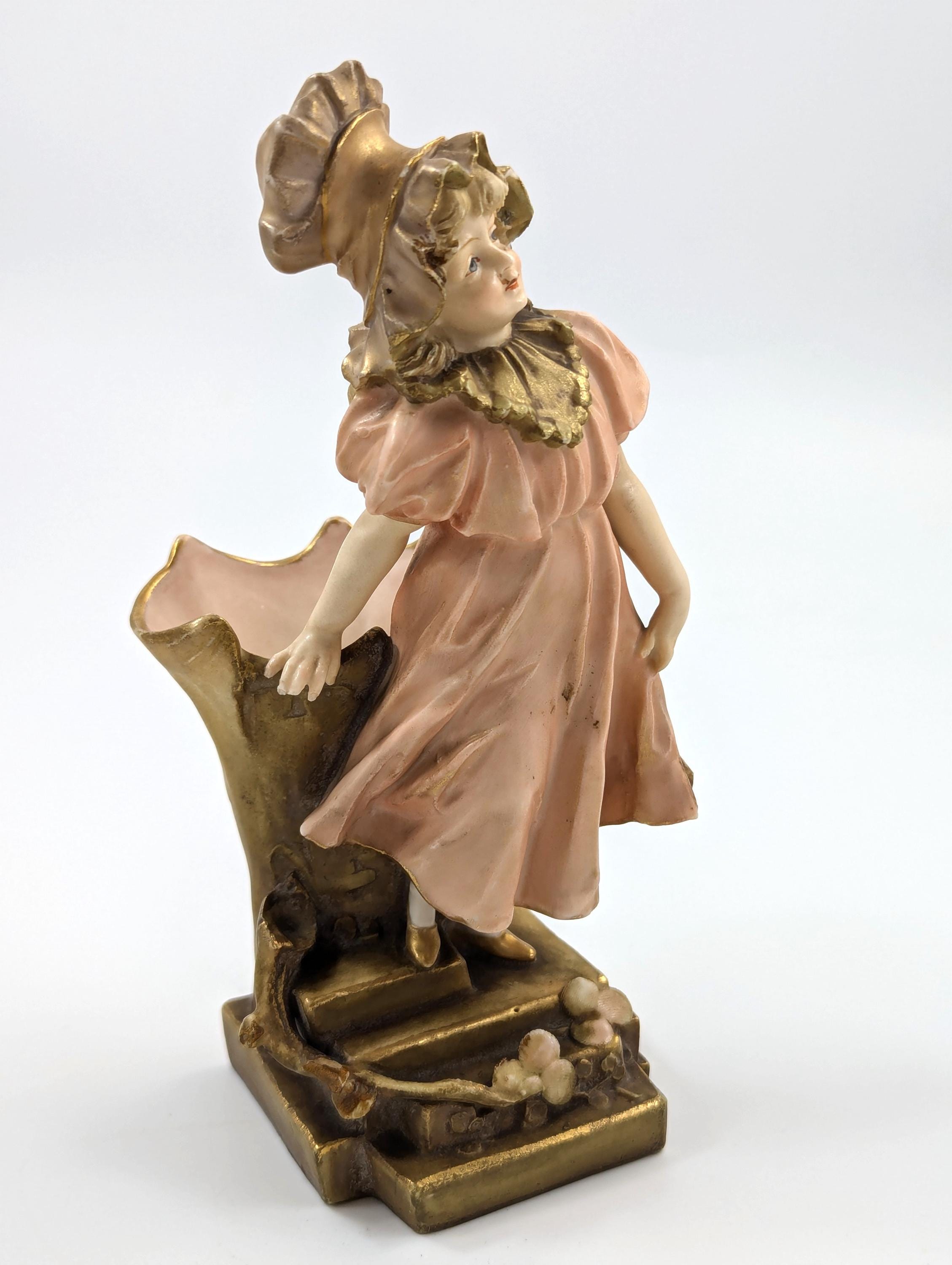 Antique Porcelain Figurine/Vase Planter by Ernst Wahliss, Teplitz-Turn, Austria, c. 1897