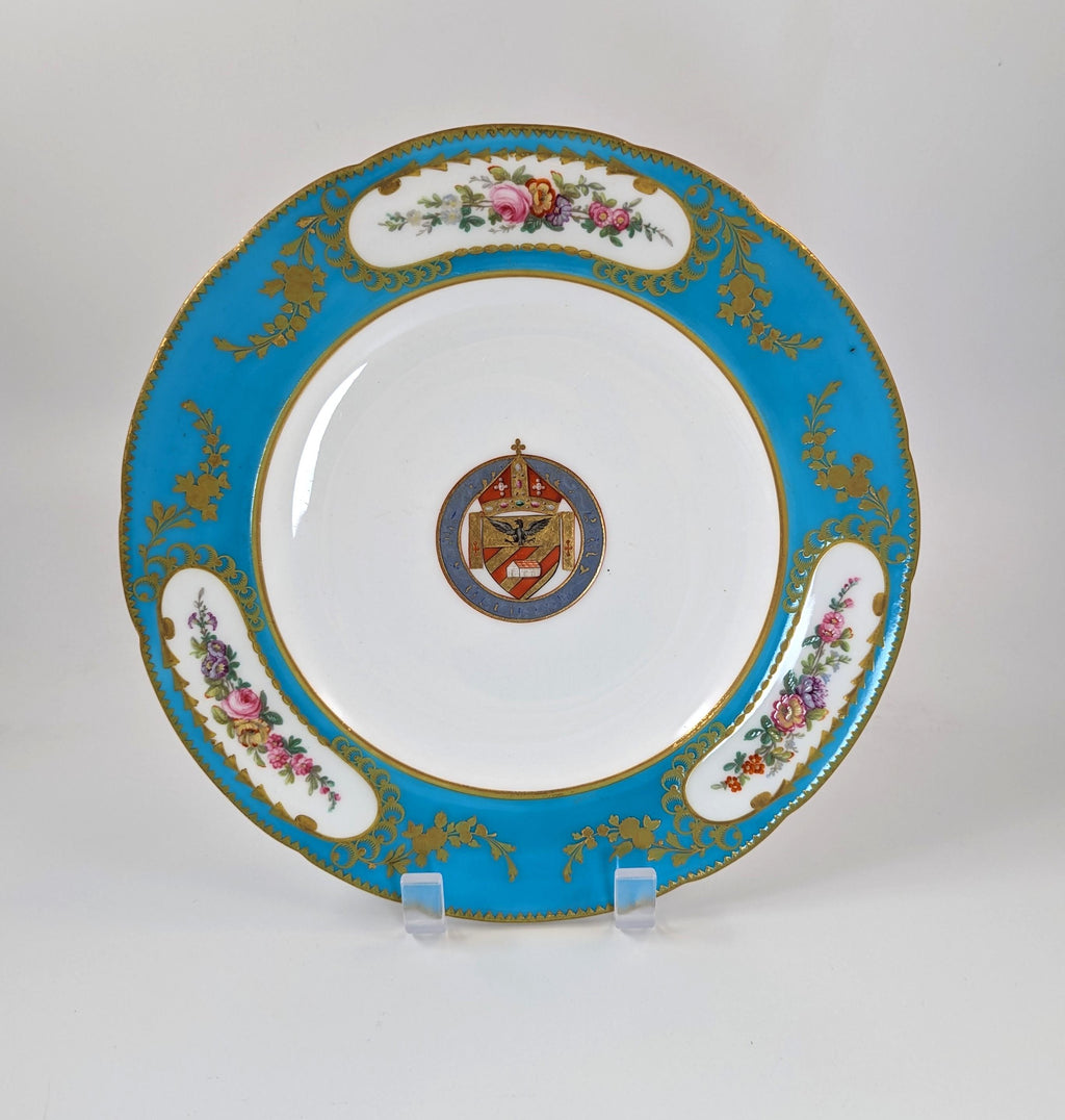Antique Minton Cabinet Porcelain Armorial Plates, c.1860.