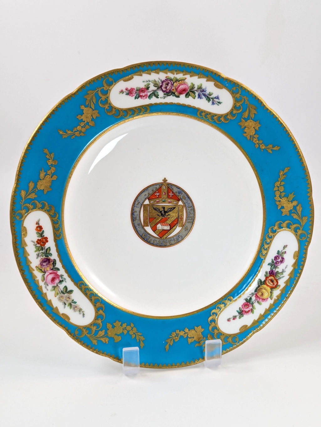 Antique Minton Cabinet Porcelain Armorial Plates, c.1860.