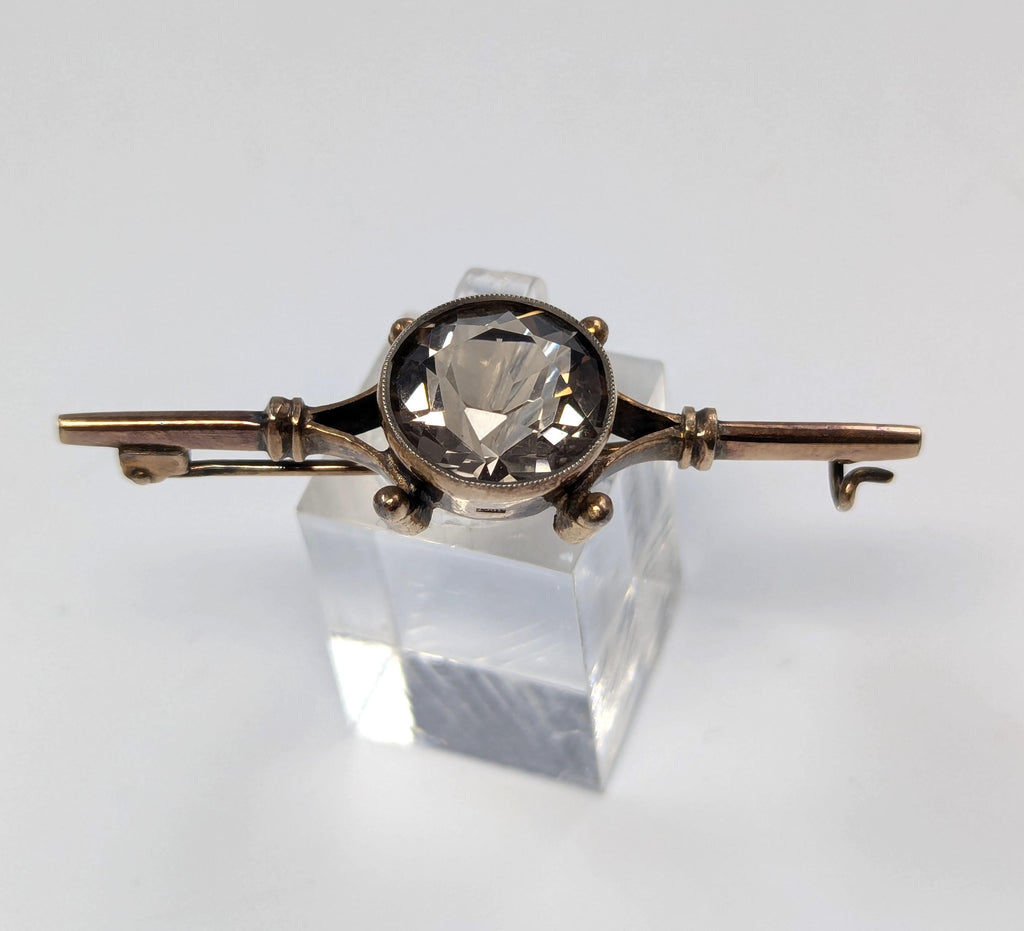 Russian Silver-Gilt Brooch with Smoky Topaz