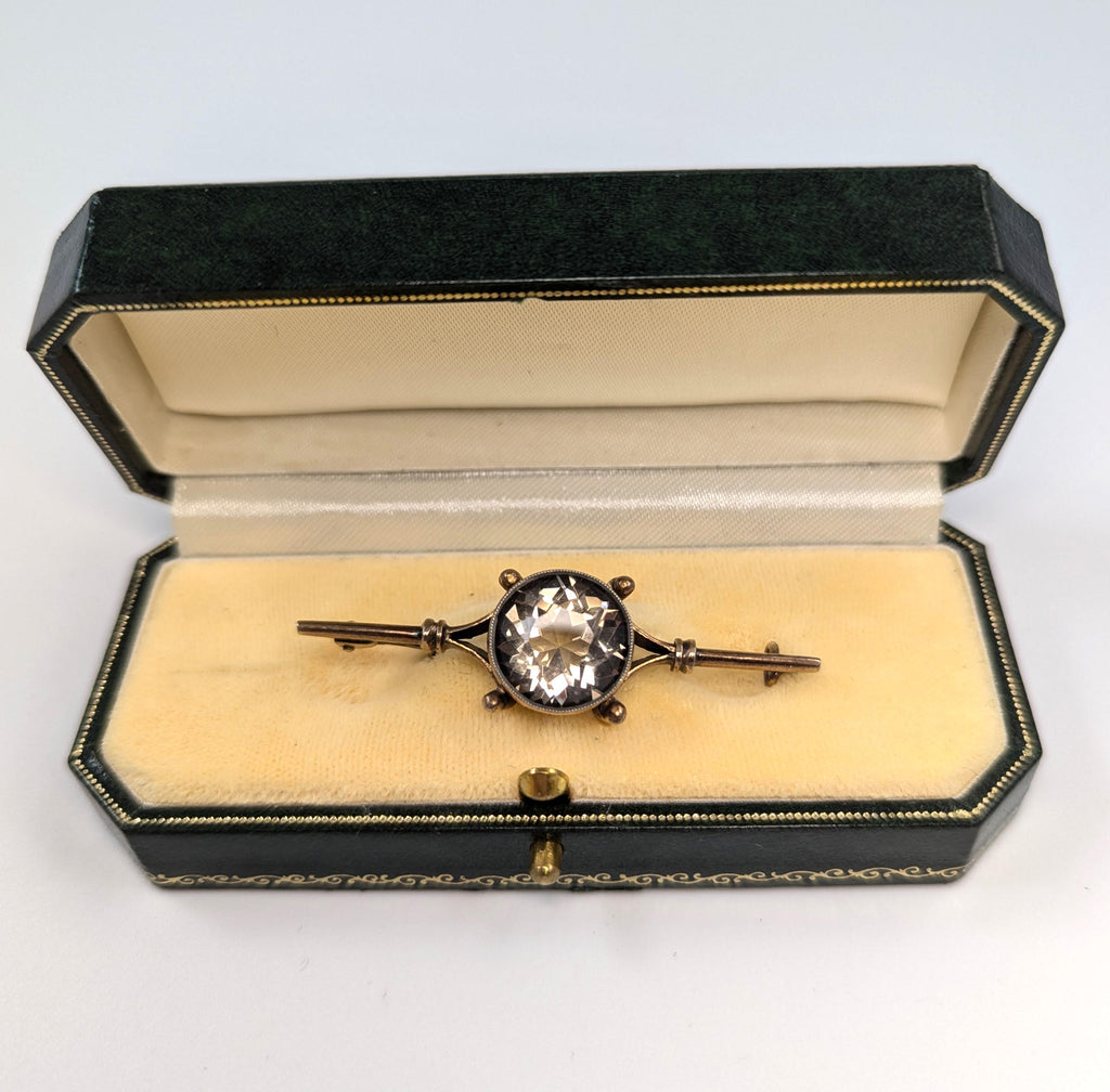 Russian Silver-Gilt Brooch with Smoky Topaz