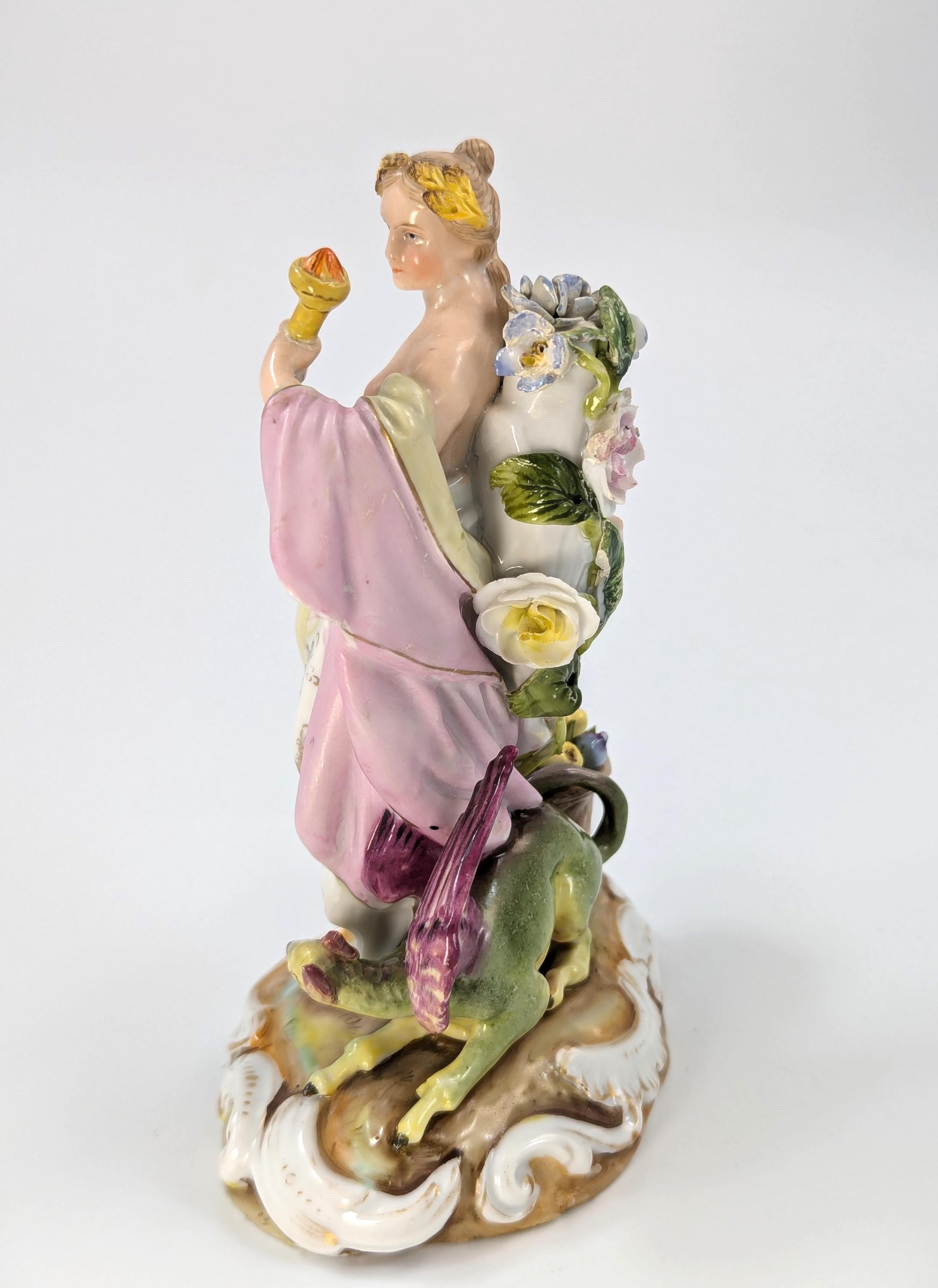 Antique Porcelain Allegorical Figurine by Volkstedt, Germany, с. 19th