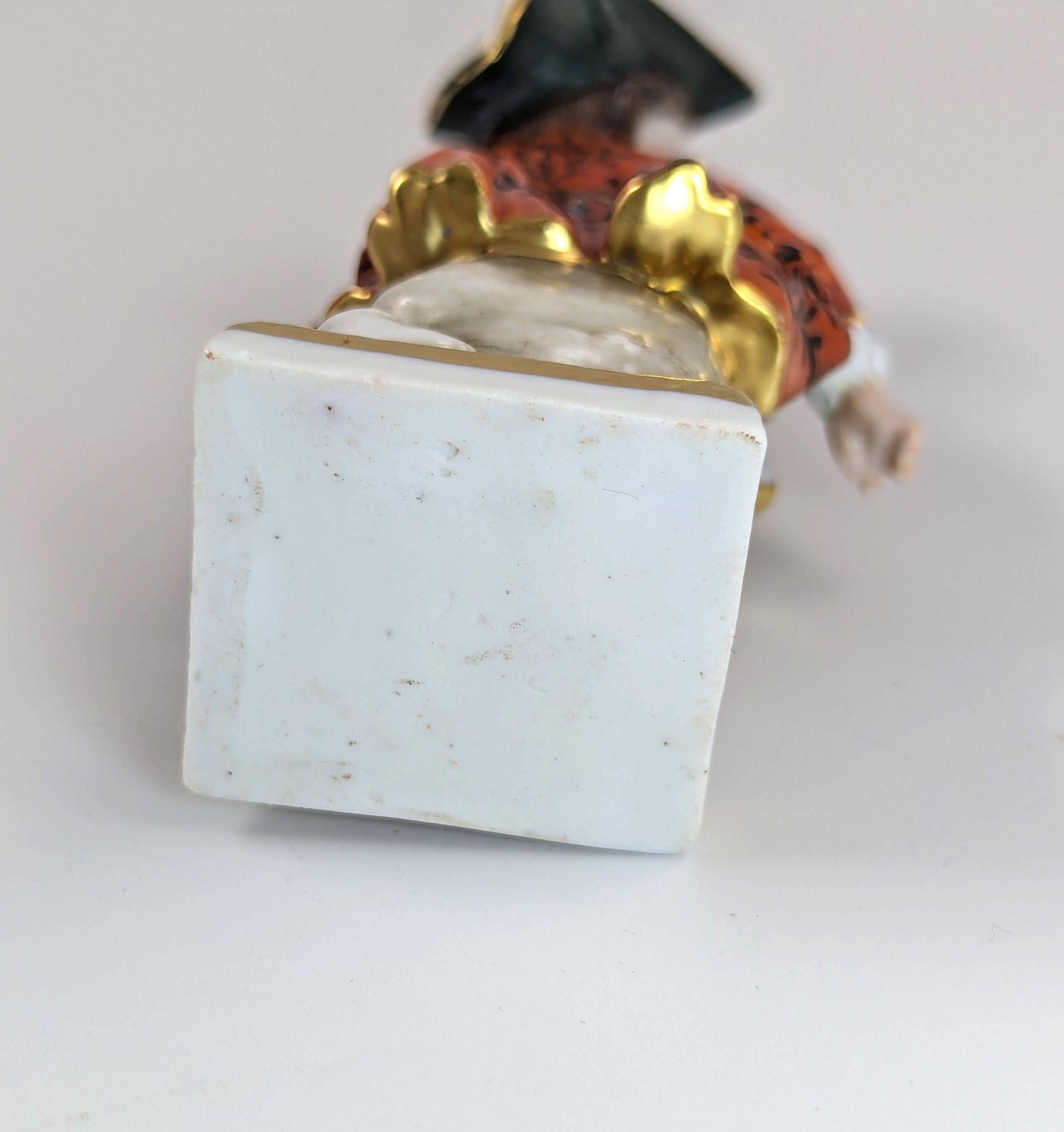 Antique Porcelain Figurines of Farmer and Gardener, in Chelsea Style,  19th