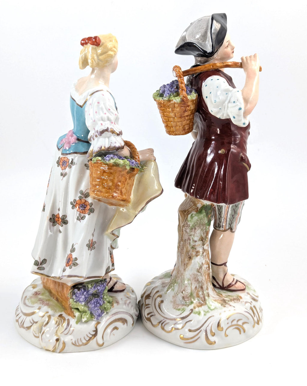 Antique porcelain figurines of Grape Harvesters, France, Sèvres Style, 19th