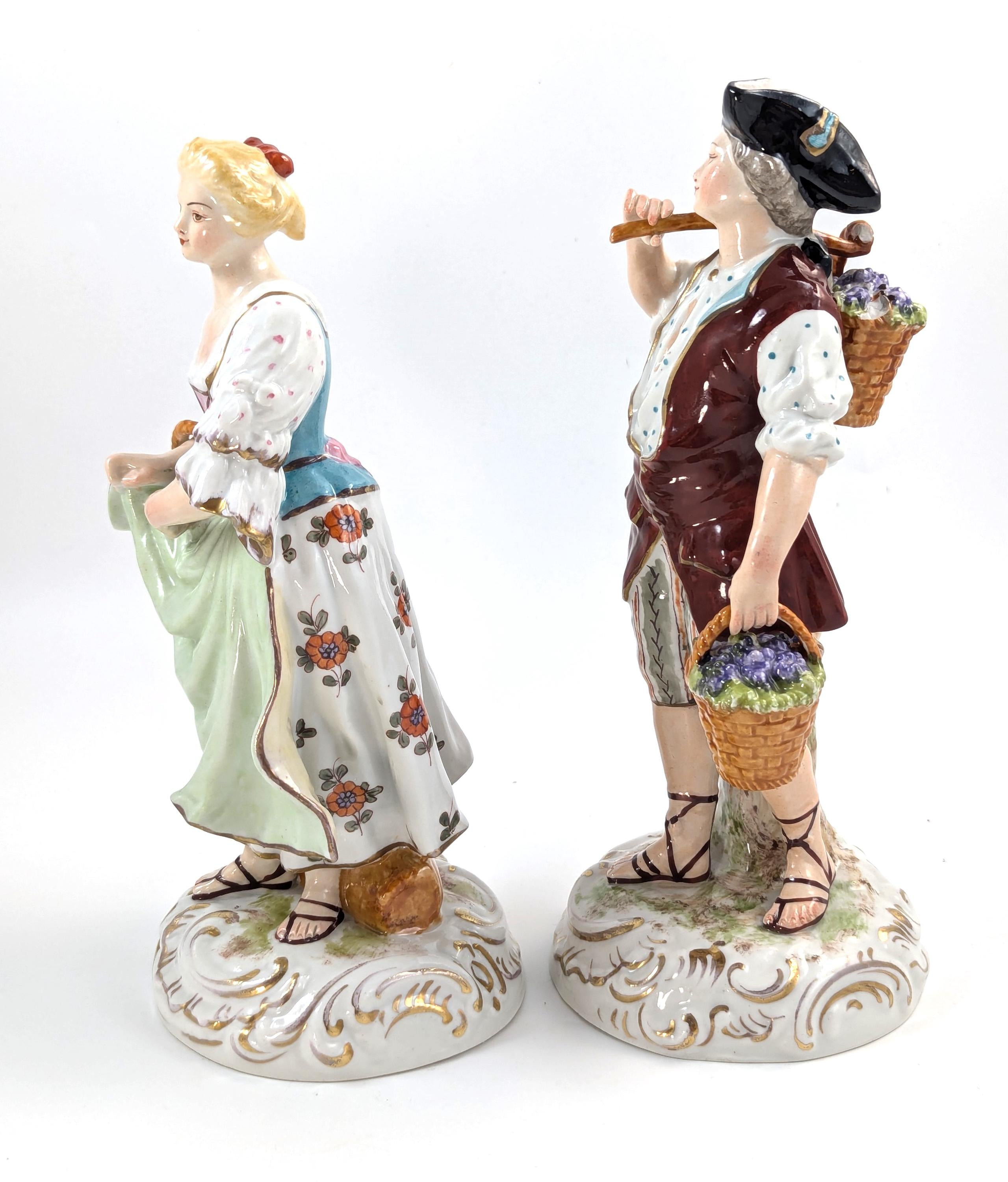 Antique porcelain figurines of Grape Harvesters, France, Sèvres Style, 19th