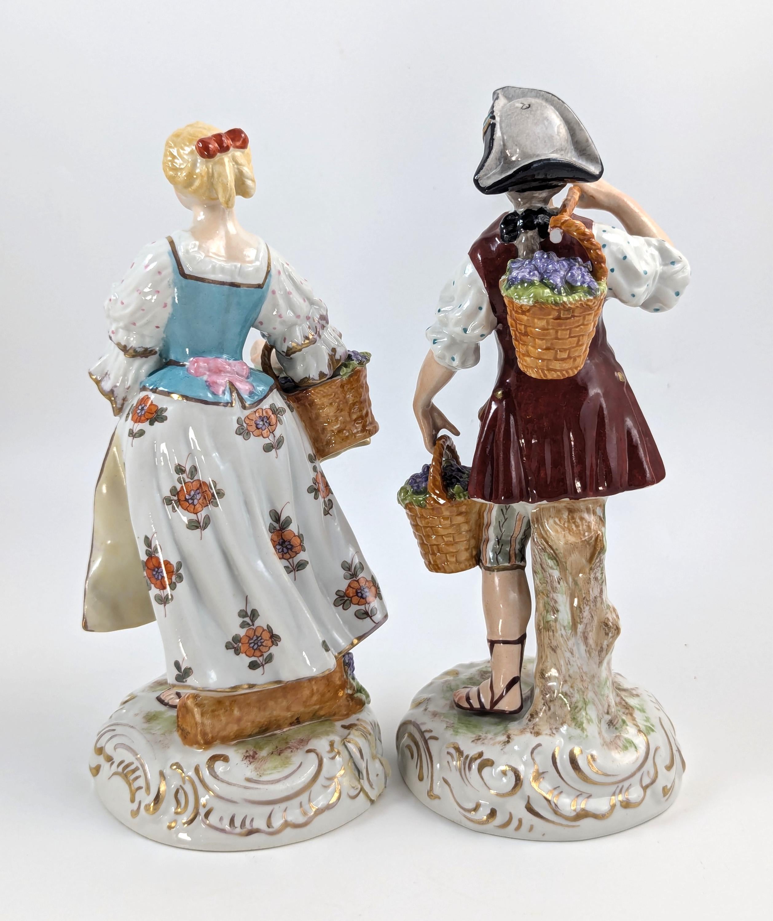Antique porcelain figurines of Grape Harvesters, France, Sèvres Style, 19th