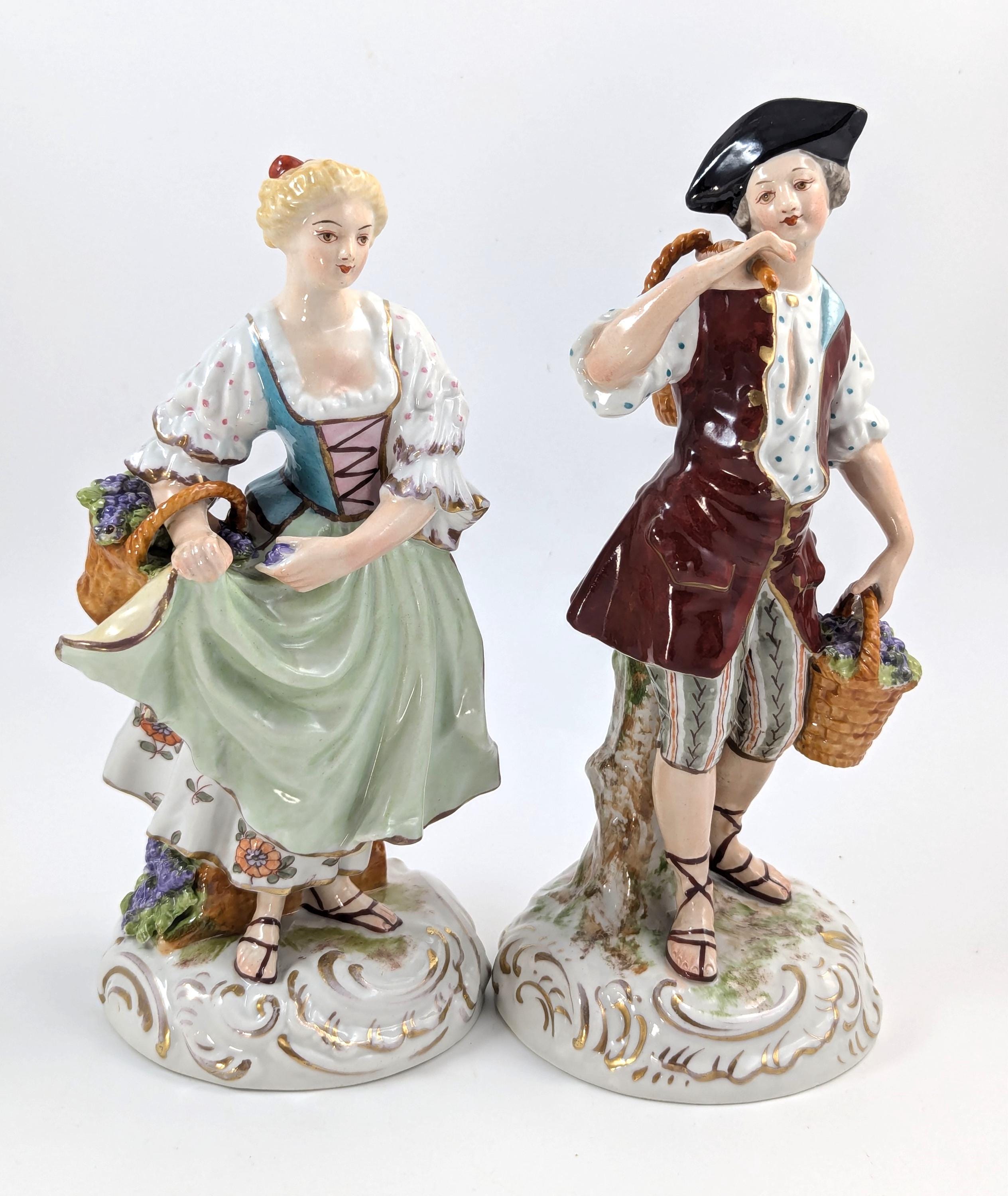 Antique porcelain figurines of Grape Harvesters, France, Sèvres Style, 19th