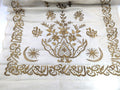 Ottoman Gold-Embroidered Silk Tülbent, 19th Century (210 × 50 cm)