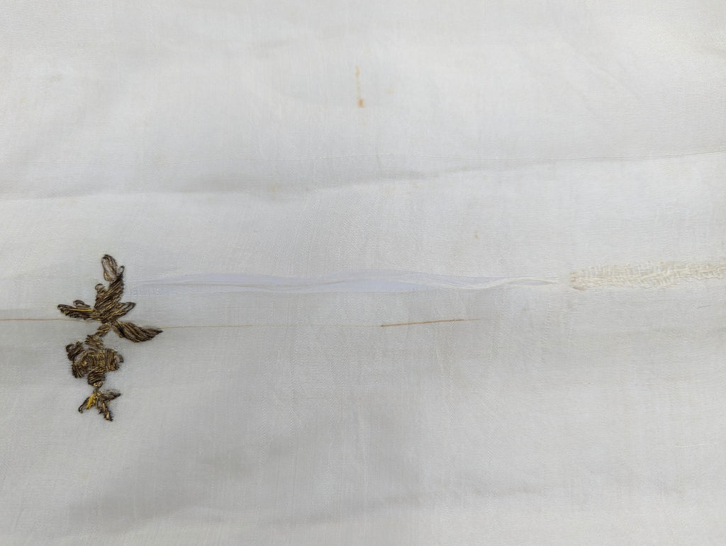 Ottoman Gold-Embroidered Silk Tülbent, 19th Century (210 × 50 cm)