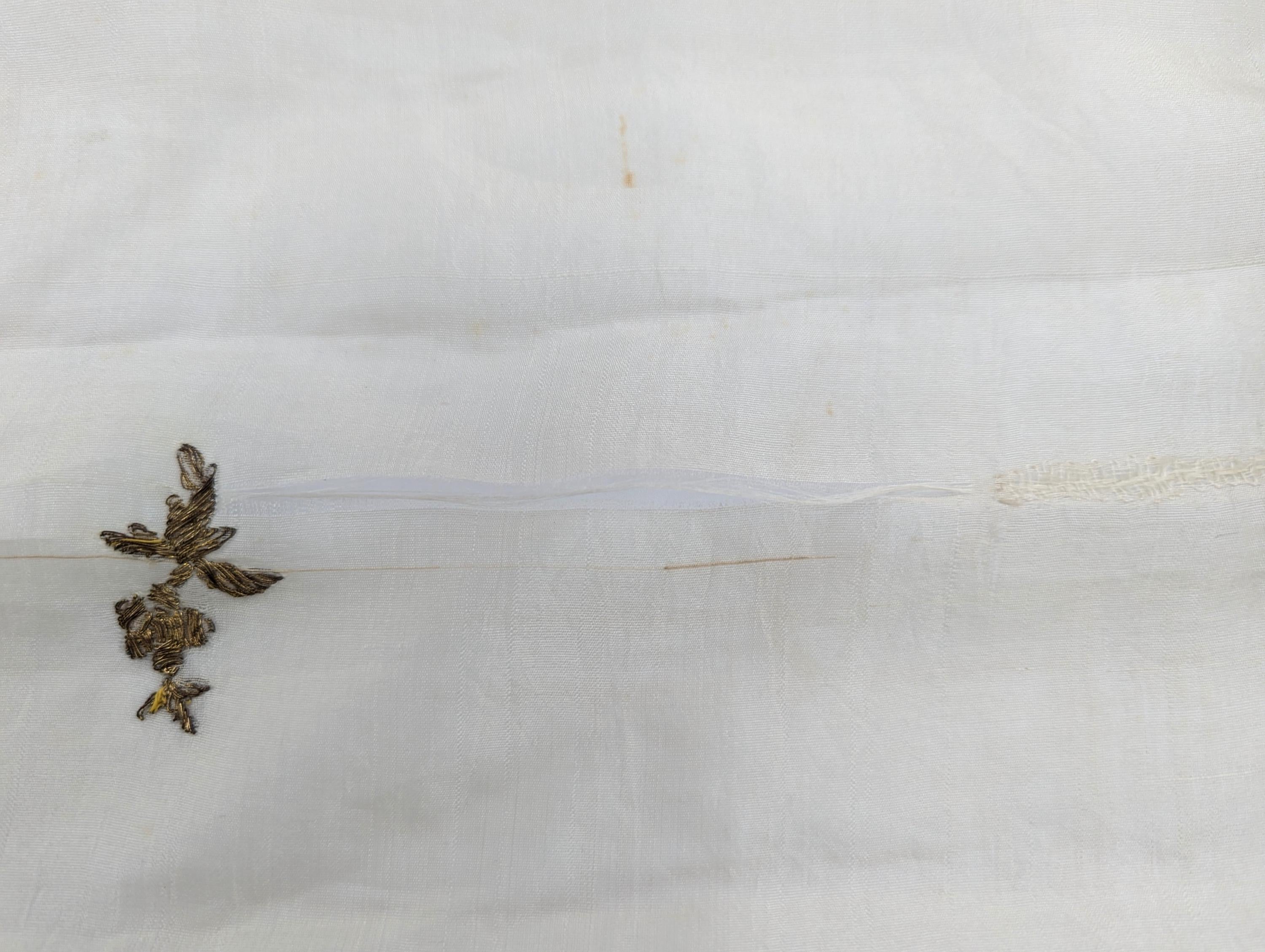 Ottoman Gold-Embroidered Silk Tülbent, 19th Century (210 × 50 cm)