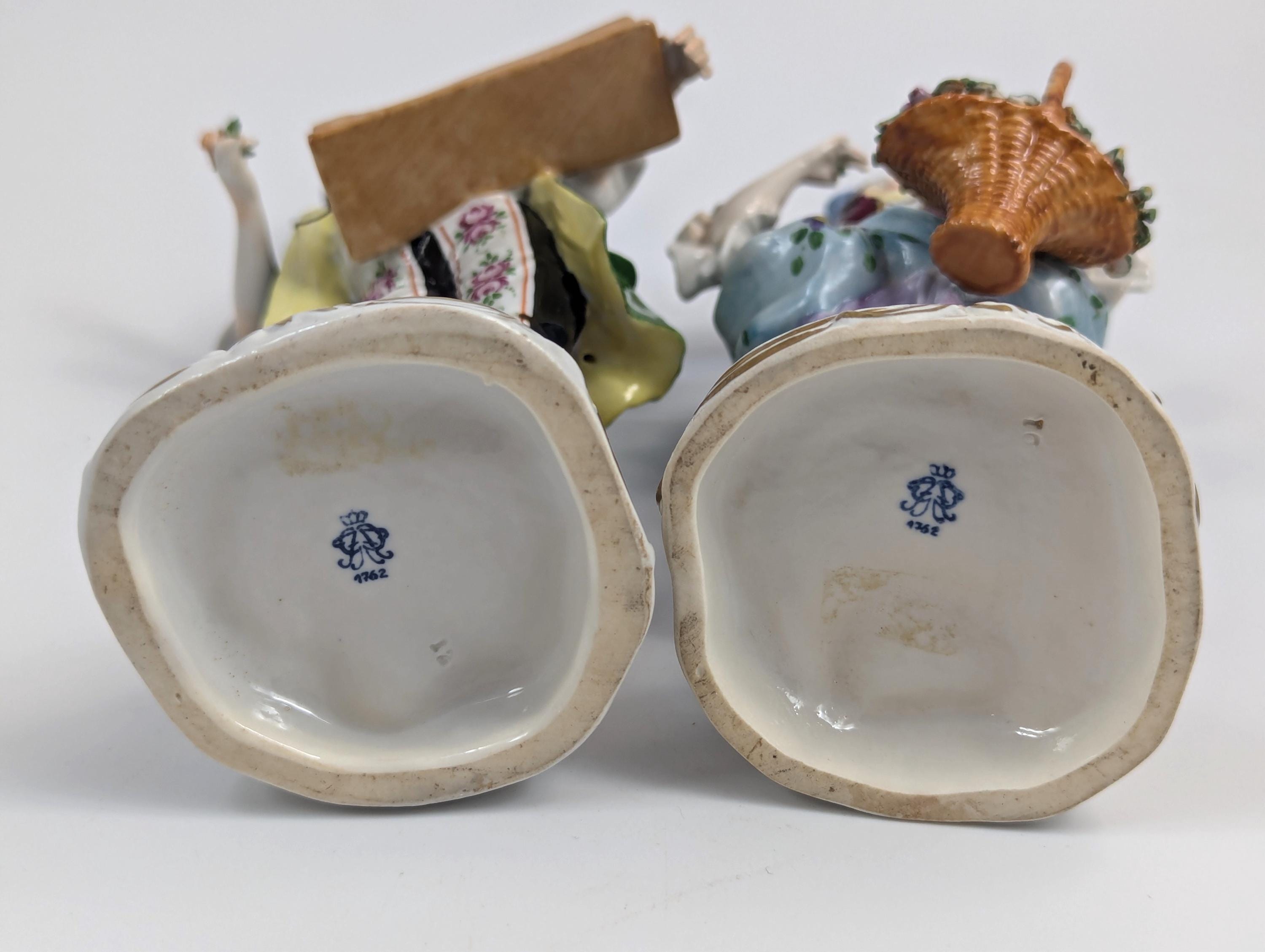 Porcelain Figurines of Flower Sellers by Volkstedt, Germany