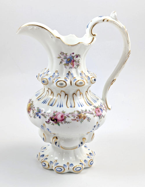 Antique Dresden Porcelain Jug: Hand-Painted Floral Spray, Gilded Accents