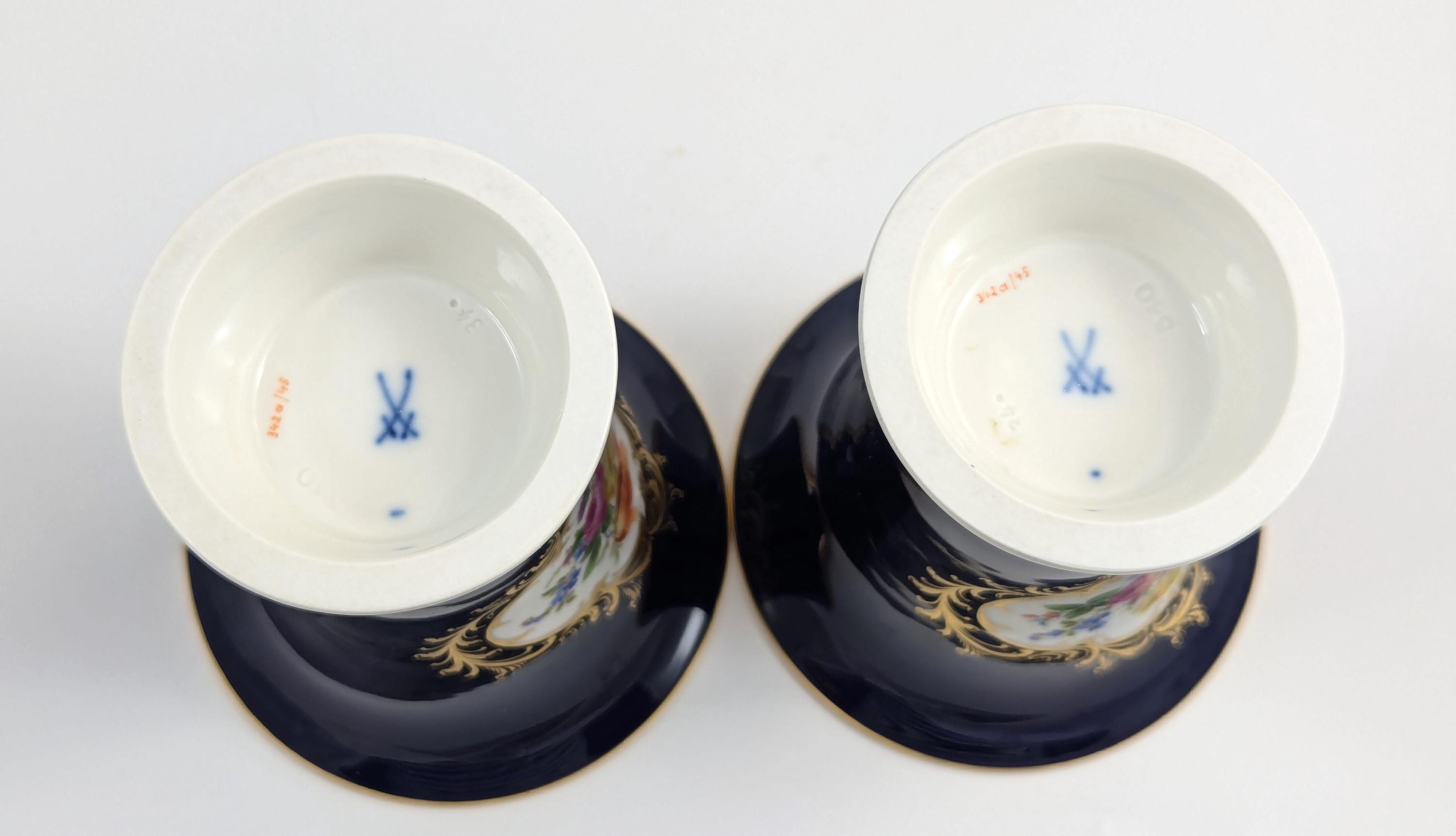 Meissen Cobalt Porcelain Vases: Hand-Painted Floral, Gilded Accents