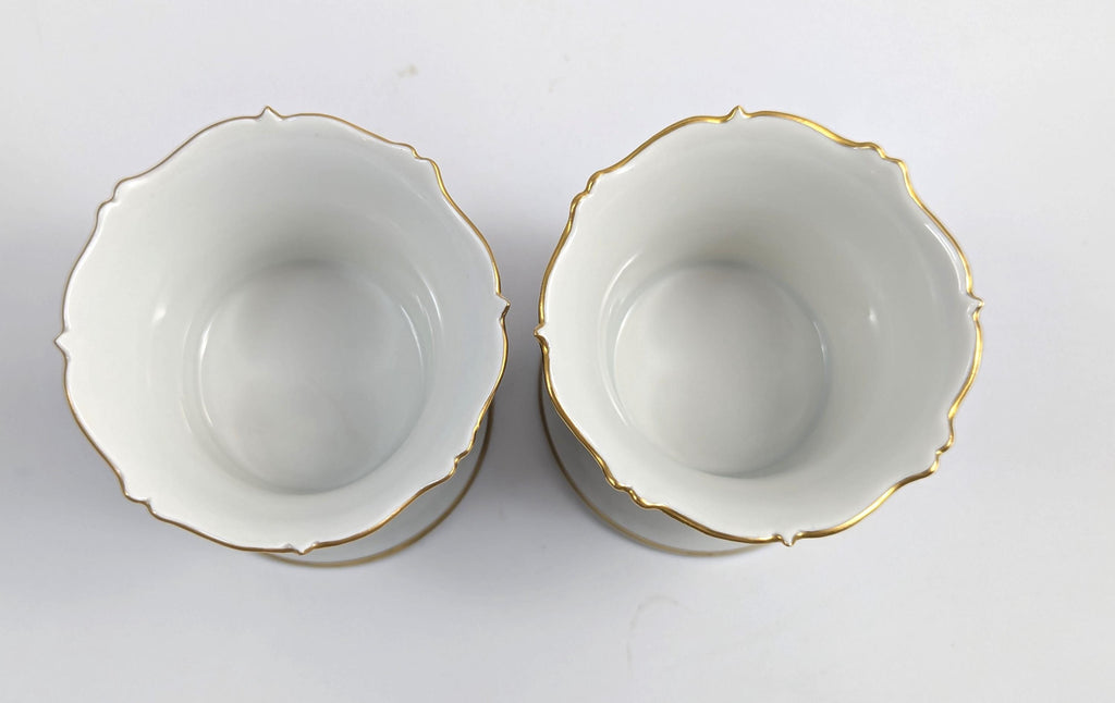 Antique Meissen Cobalt Porcelain Vases: Hand-Painted Floral Cache Pots, 1930s