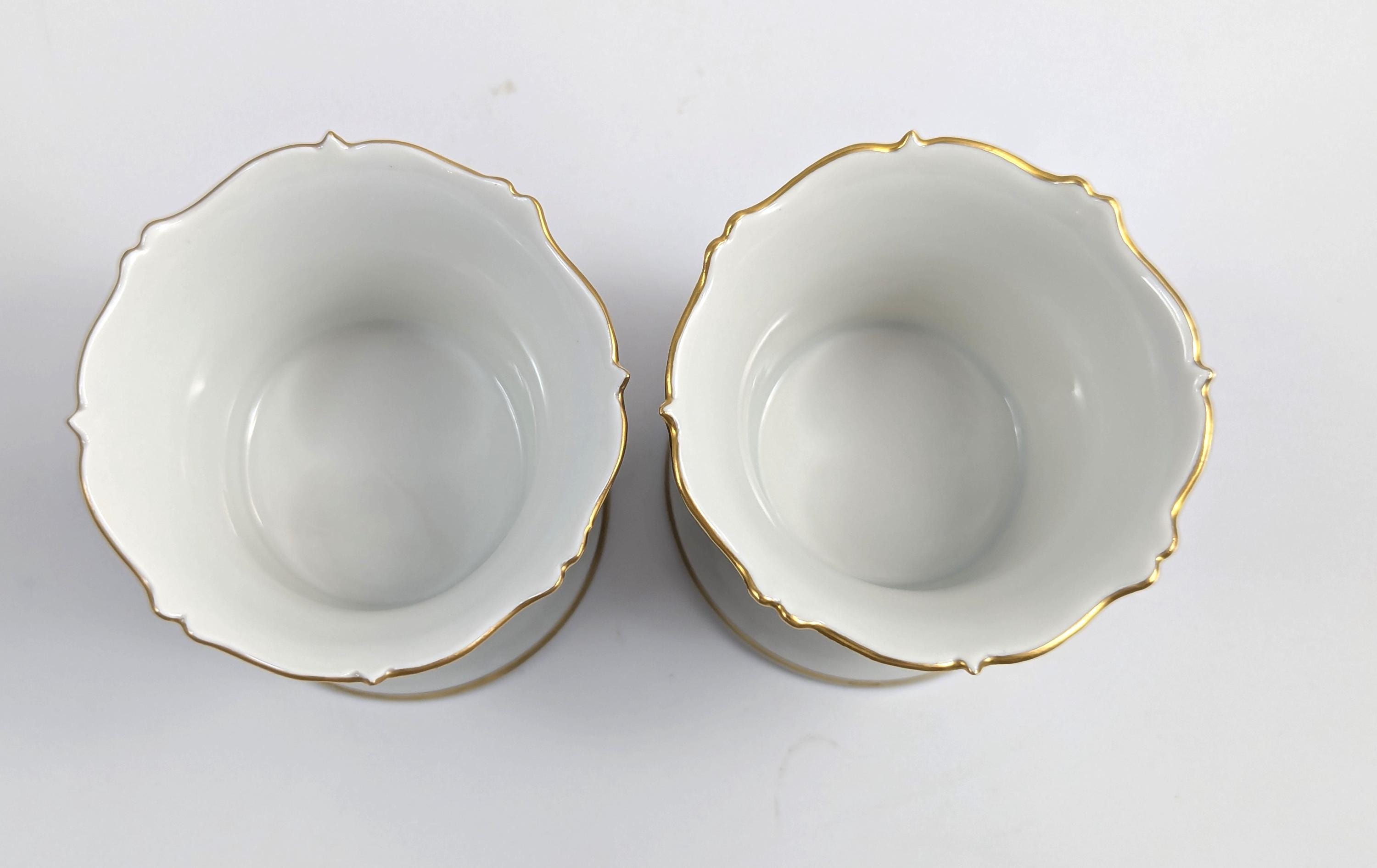 Antique Meissen Cobalt Porcelain Vases: Hand-Painted Floral Cache Pots, 1930s