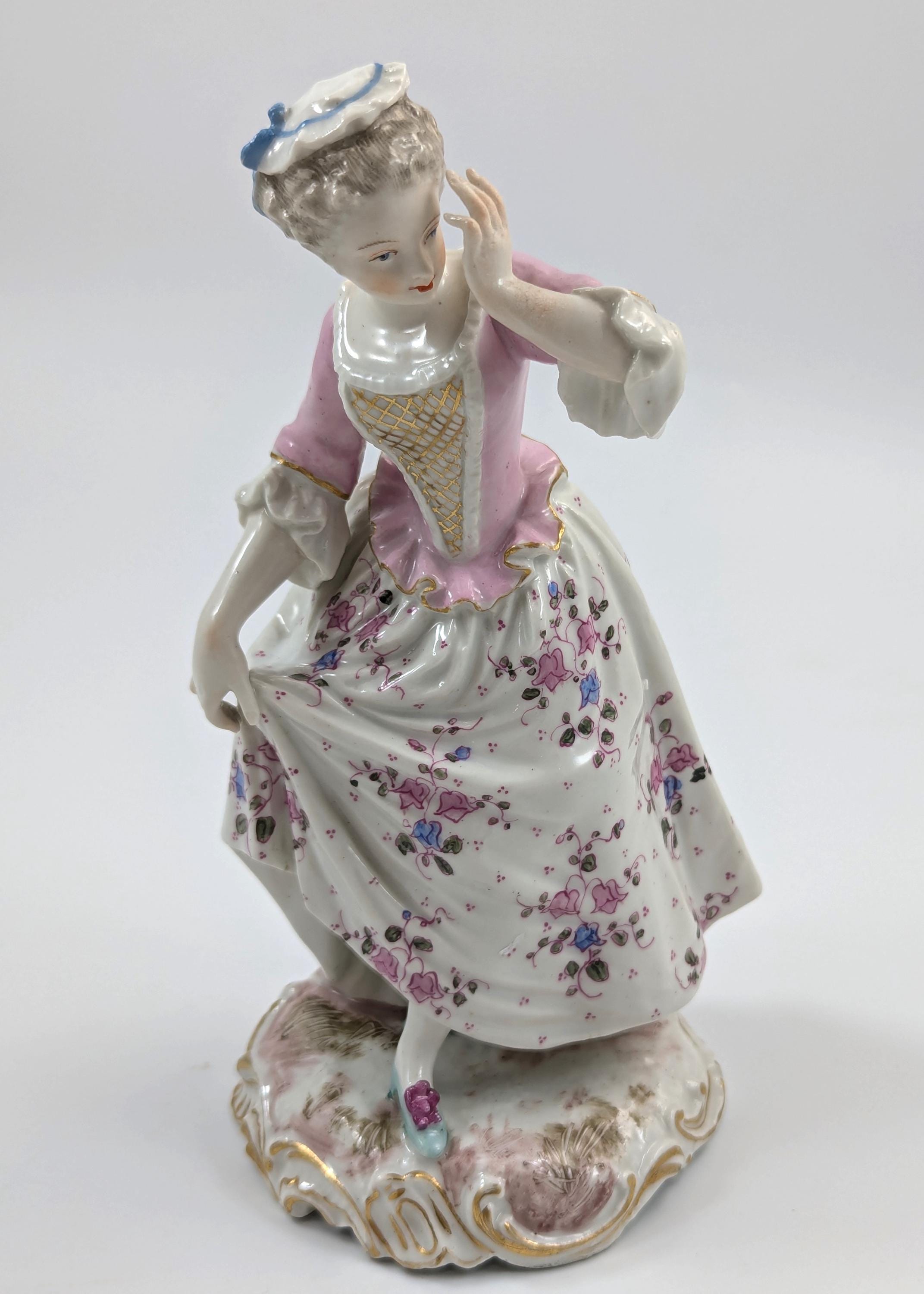 Antique Porcelain Figurine of Young Woman, Samson, France, c. 1860.