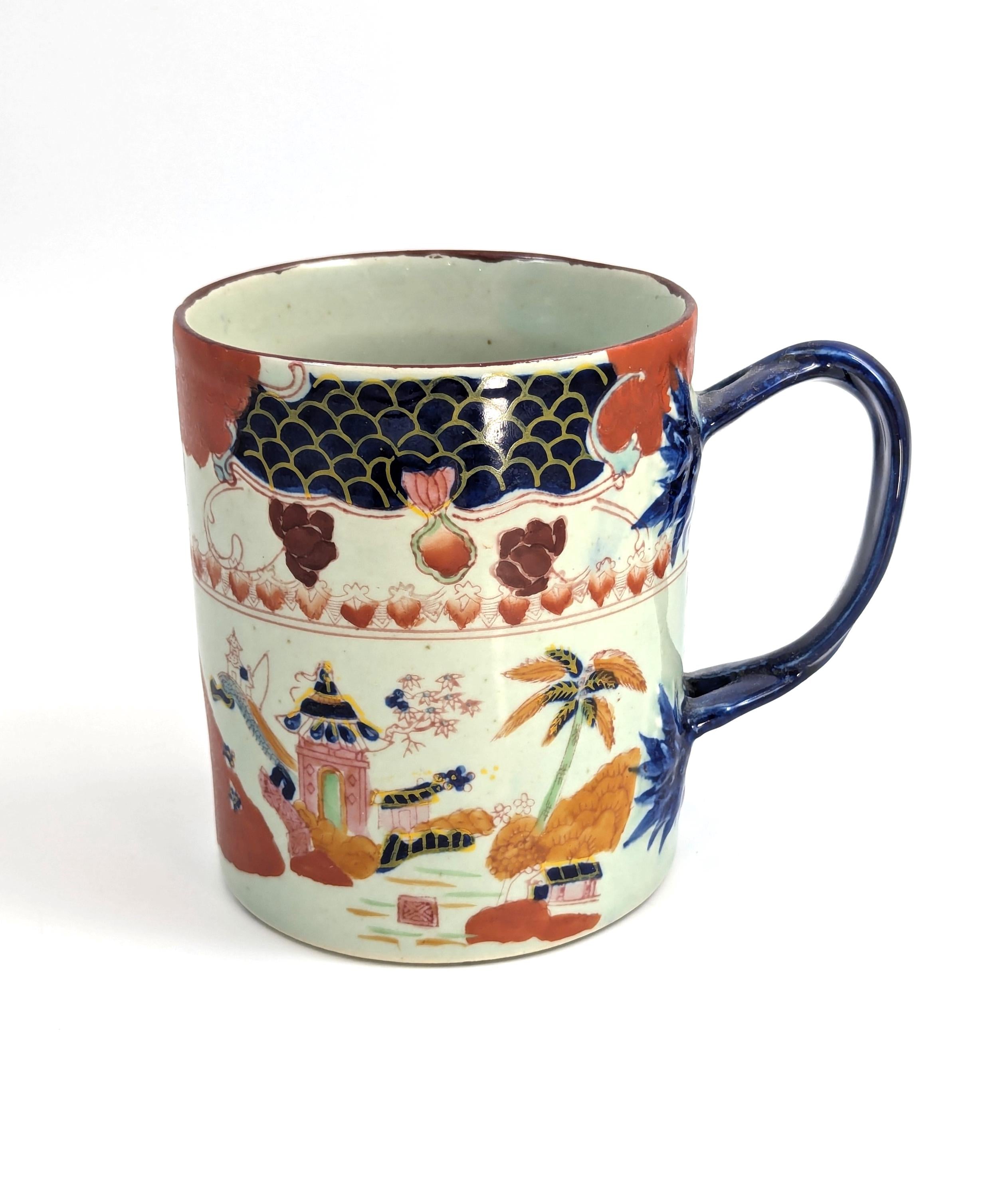 Chinese rare Kangxi Imari style porcelain mug, Qing Dynasty tankard, 1662–1722, European Export